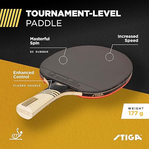 Miniatura 2 de STIGA Carbon+ Bundle Ping Pong Paddle Set – 7-ply Extra Light Carbon Fiber Blade – 2mm Premium Sponge – Concave Pro Handle – 2 3-Star Tournament