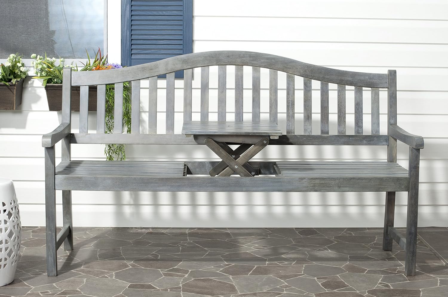 SAFAVIEH Outdoor Collection Mischa Natural Brown Bench