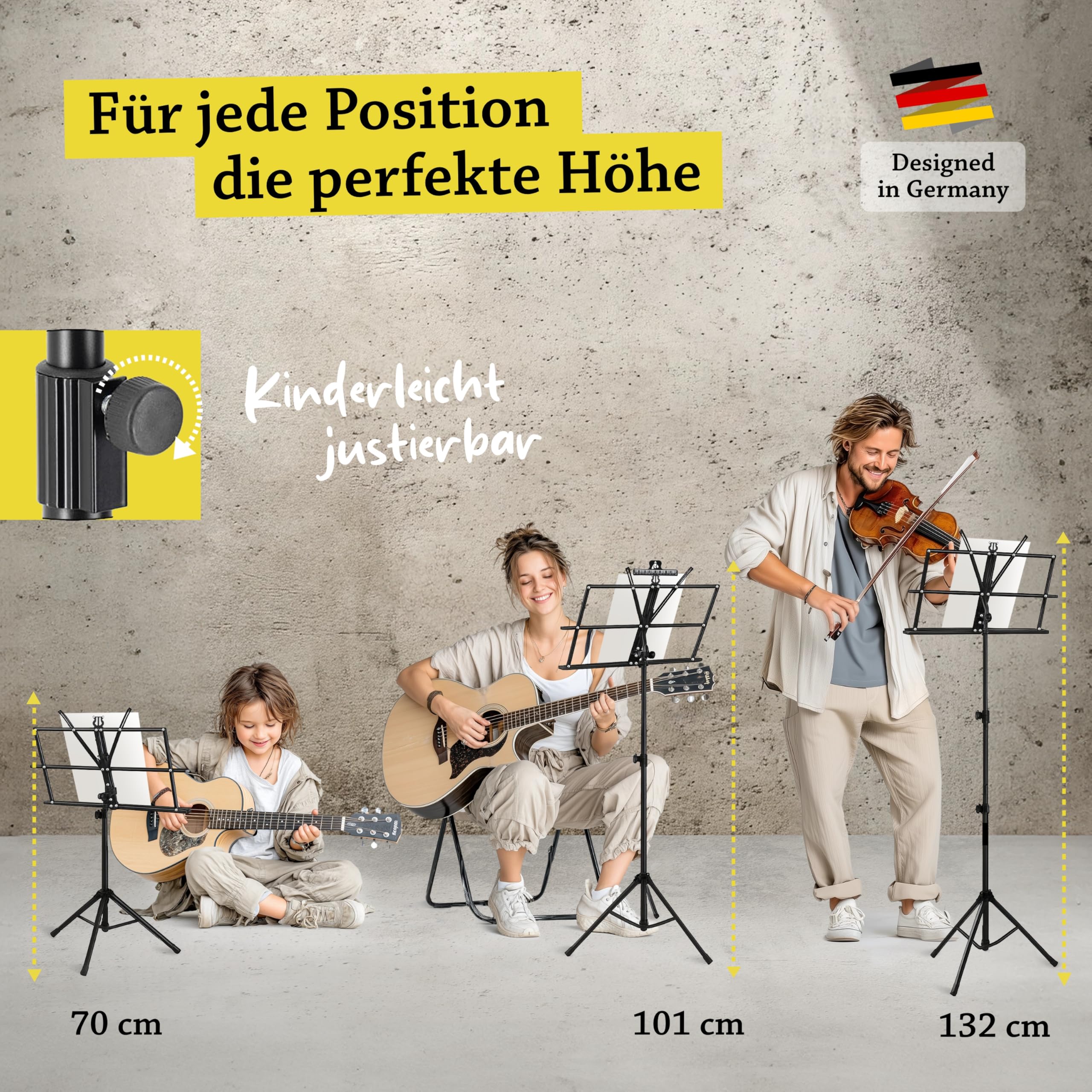 Pupitre pour enfants et adultes – Pliable et stable (double utilisation 2 en 1 pour table + support) Pupitre guitare (hauteur réglable) Pupitre à partitions avec sac – Pupitre de musique de table +