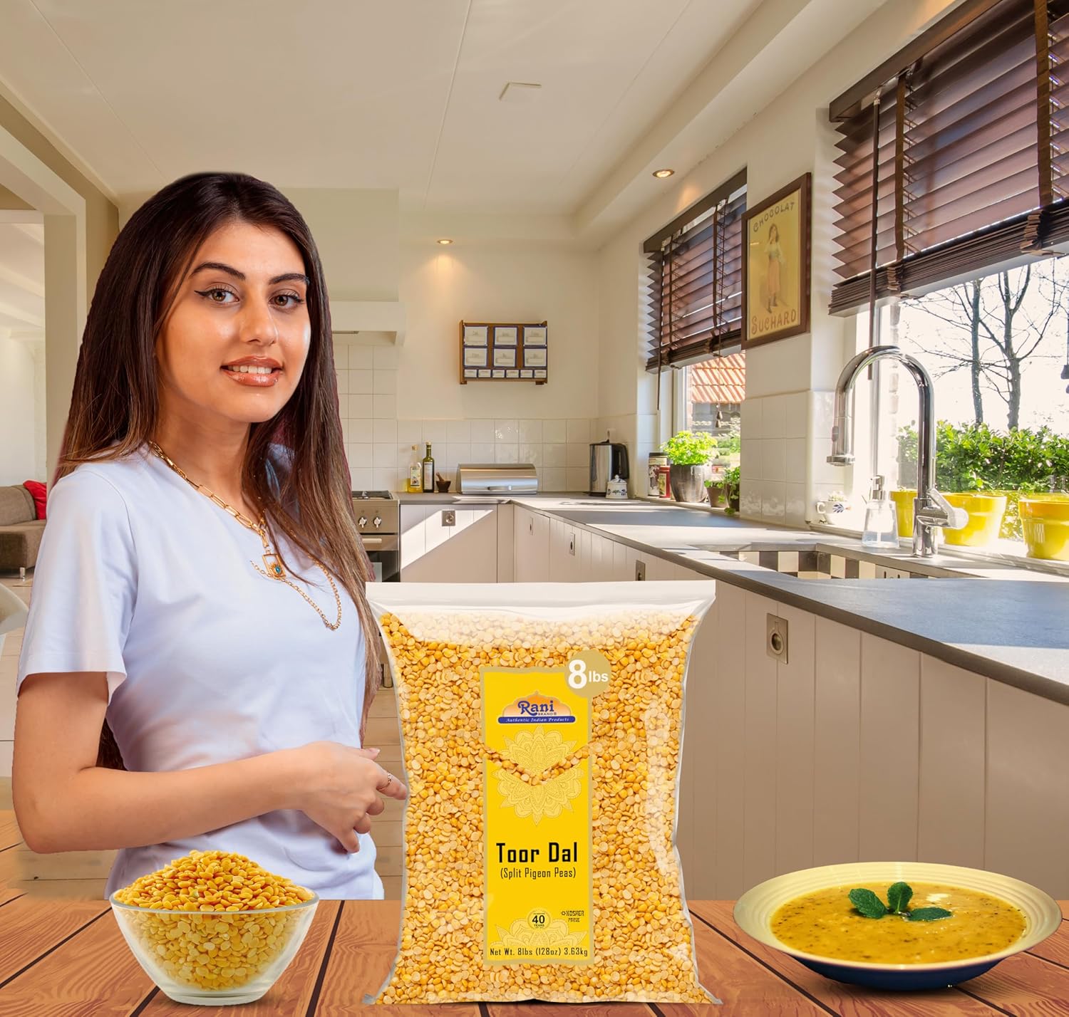 Rani Toor Dal (Split Pigeon Peas) 128oz (8lbs) 3.63kg Bulk ~ All Natural | Gluten Friendly | NON-GMO | Vegan | Indian Origin