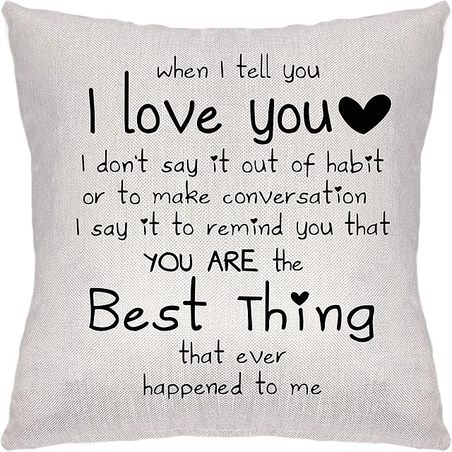 Krifton Romantic Quote I Love You You're The Best Things That Ever Happened to Me For Valentines Day Throw Pillow Cover Cushion Cover for Sofa Bed Home Decor 18 x 18 Inch