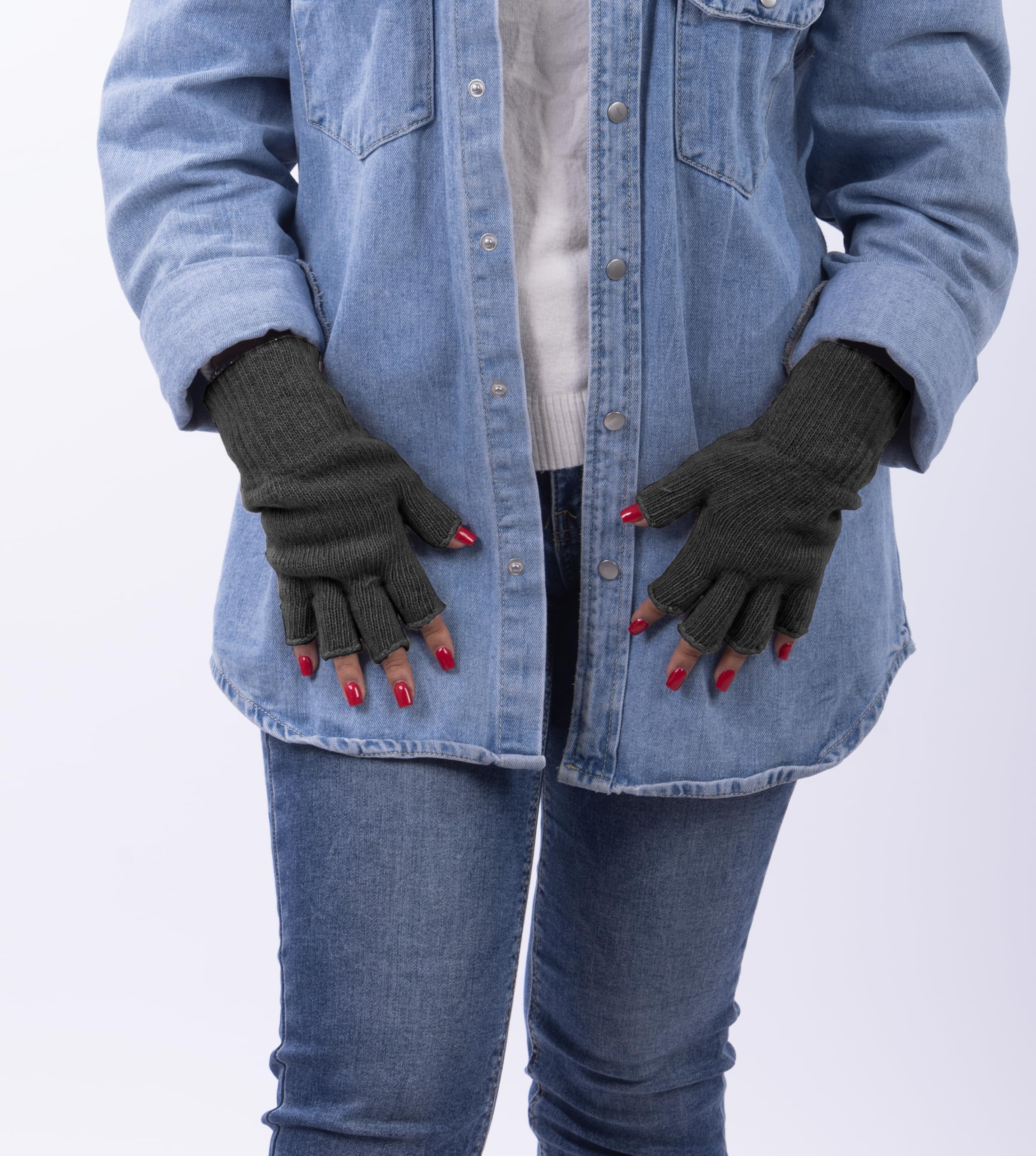 Guanti mezze dita in Lana al 70% e Cashmere al 30% - Donna - Artigianale - Made in Italy