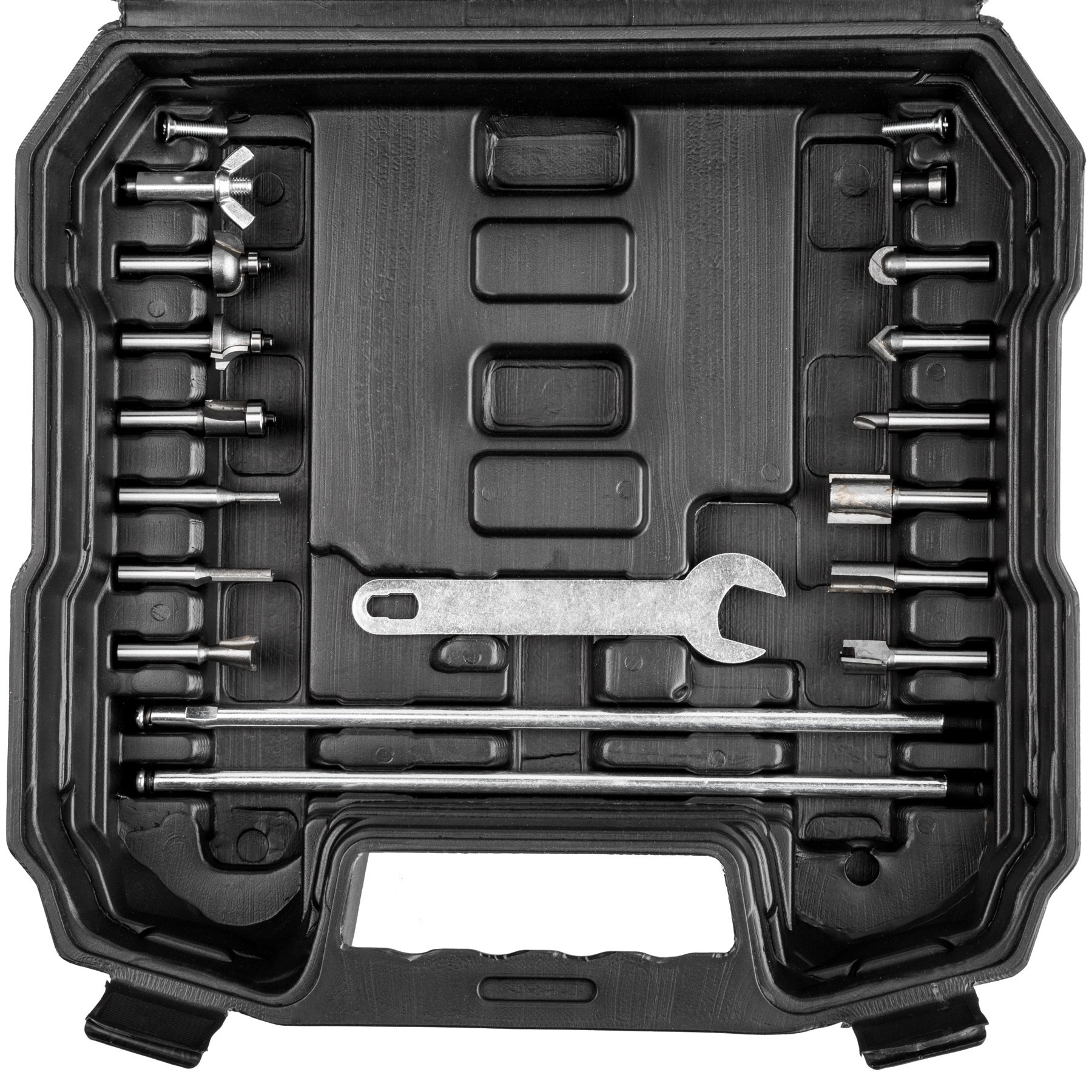 tectake® Défonceuse à bois Fraiseuse Rainureuse électrique 1200W, 12 Têtes de fraisage & coffret de rangement inclus, Butée parallèle 0-250 mm, Outillage menuiserie professionnelle Bricolage DIY