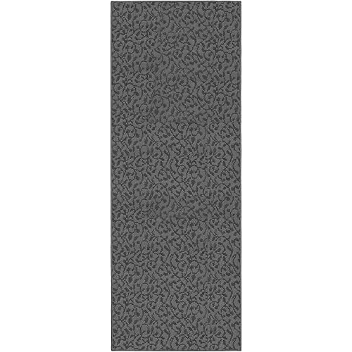 Garland Rug Ivy Vine Area Rug Runner, 2 ft x 8 ft, Cinder Gray