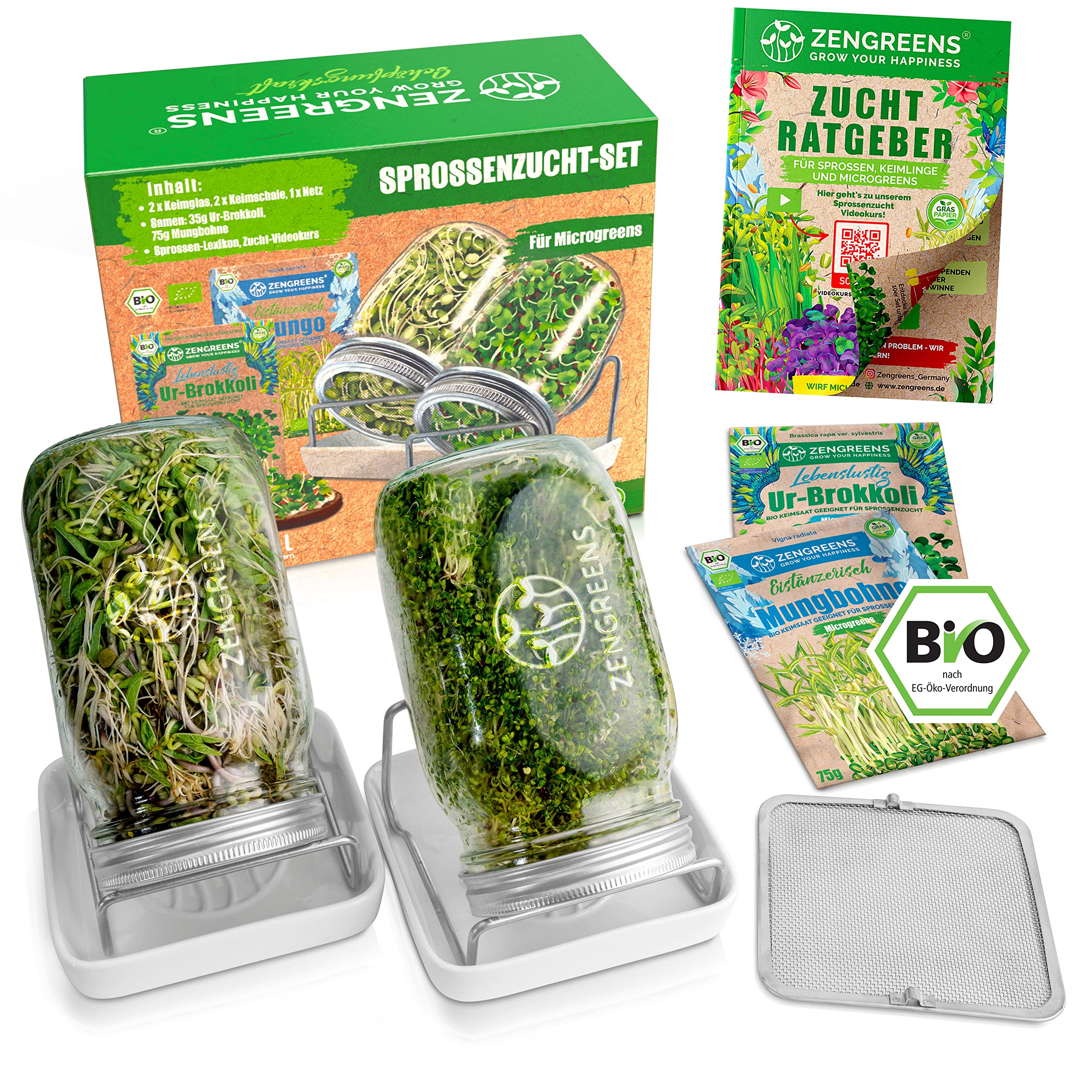 Sponsored Ad – Organic Sprout Jar Set - Includes Sprout Seeds, Tray & Video Course - Set of 2