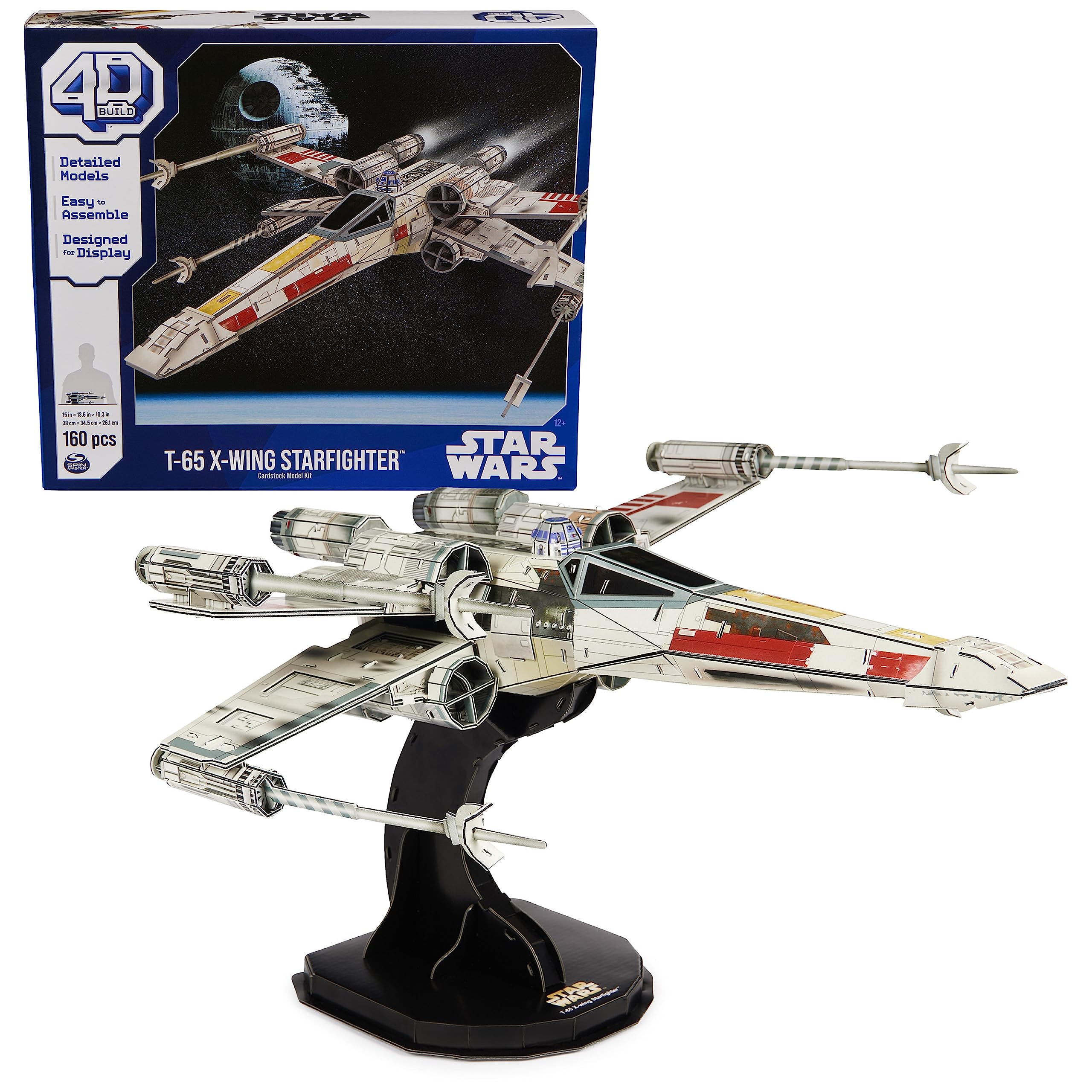 4D Build, Star Wars T-65 X-Wing Starfighter 3D Model Kit 160pc | Star Wars Toys Desk Decor | Building Toys | Paper Model Kits for Adults & Teens 12+
