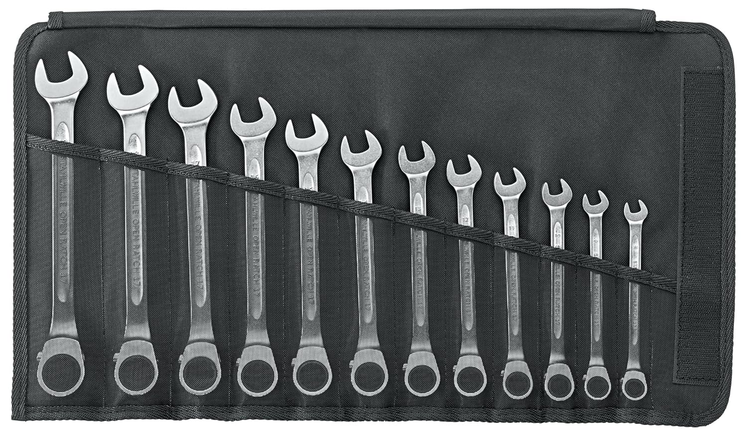 Stahlwille 96411712 Reversible Combination Ratcheting Spanners Open-Ratch Set, 12 Pieces, Size 8mm upto 19mm Spanner Openings, 72 Teeth, Bi-Hexagon, Made in Germany