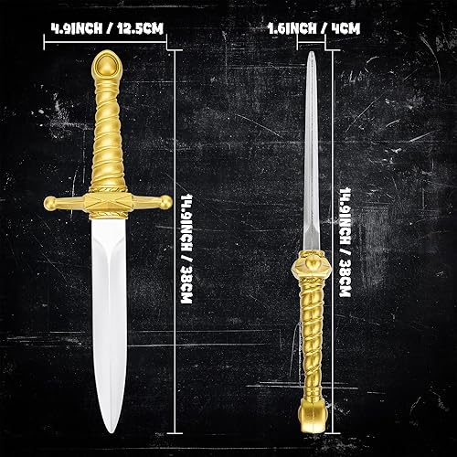 Miniatura 6 de DAYSTART Espada corta de espuma de poliuretano de 15 pulgadas, accesorio de arma de disfraz de daga falsa resistente