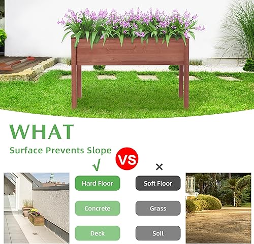 Miniatura 37 de Cama de jardín elevada con patas, 40 x 20 x 31 pulgadas, maceta elevada de madera maciza para patio al aire libre