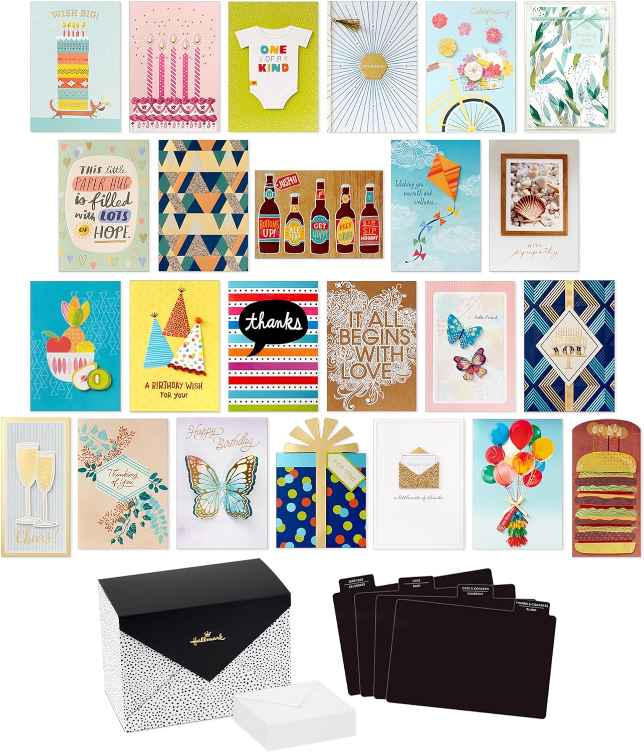 Hallmark Pack of 24 Handmade Assorted Boxed Greeting Cards, Painted Dots-Birthday, Baby Shower, Wedding, Sympathy, Thinking of You, Thank You Cards - Image 4