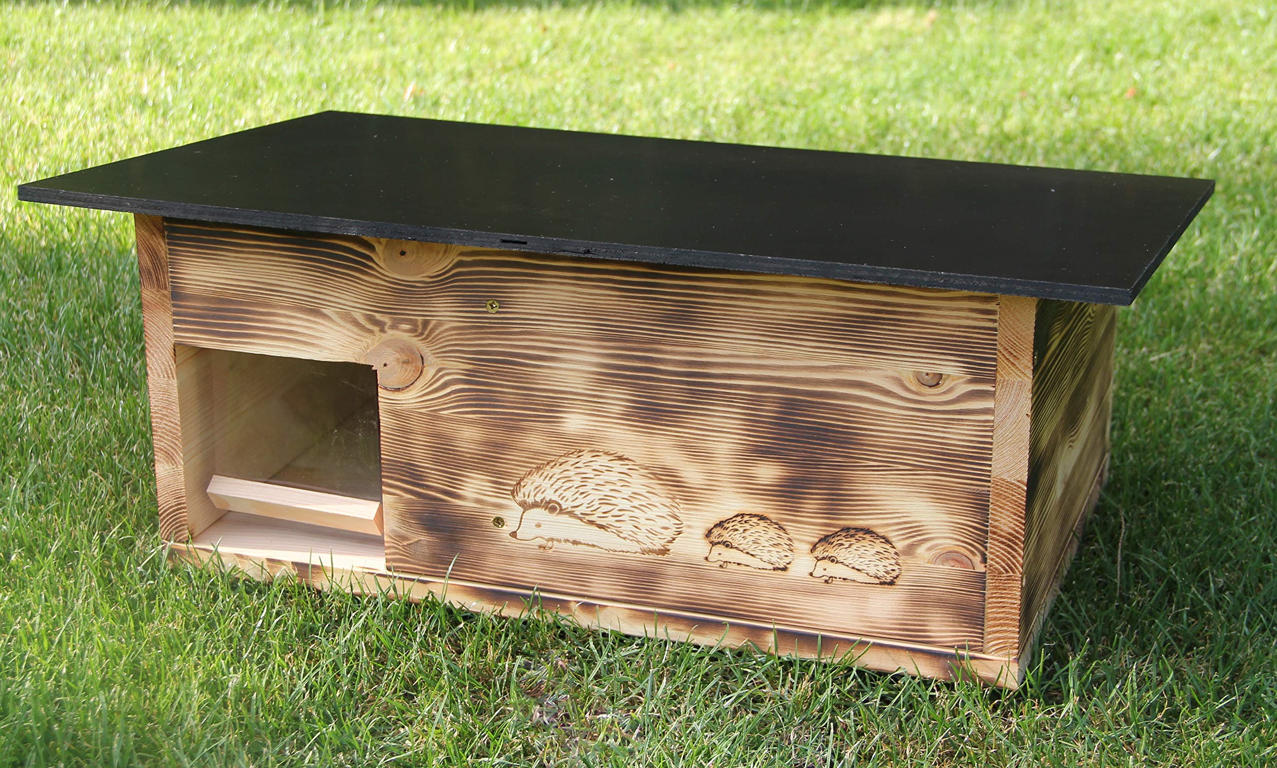 QLS Igelhaus Aus Holz 40x50x30cm - Wetterfeste Igelhütte Mit Abnehmbarem Dach