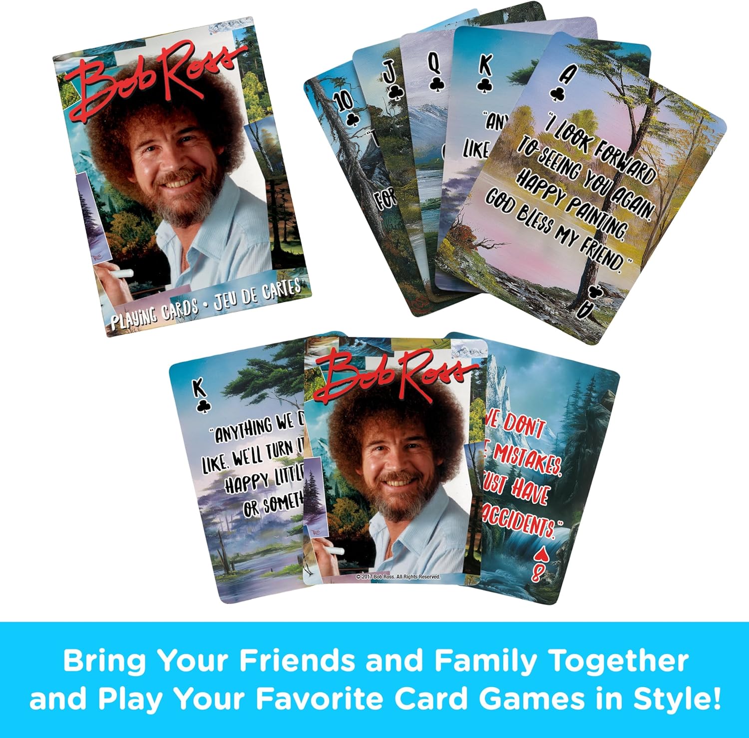 AQUARIUS Bob Ross Quotes Multi Image Playing Cards Deck,Multicolor,3"