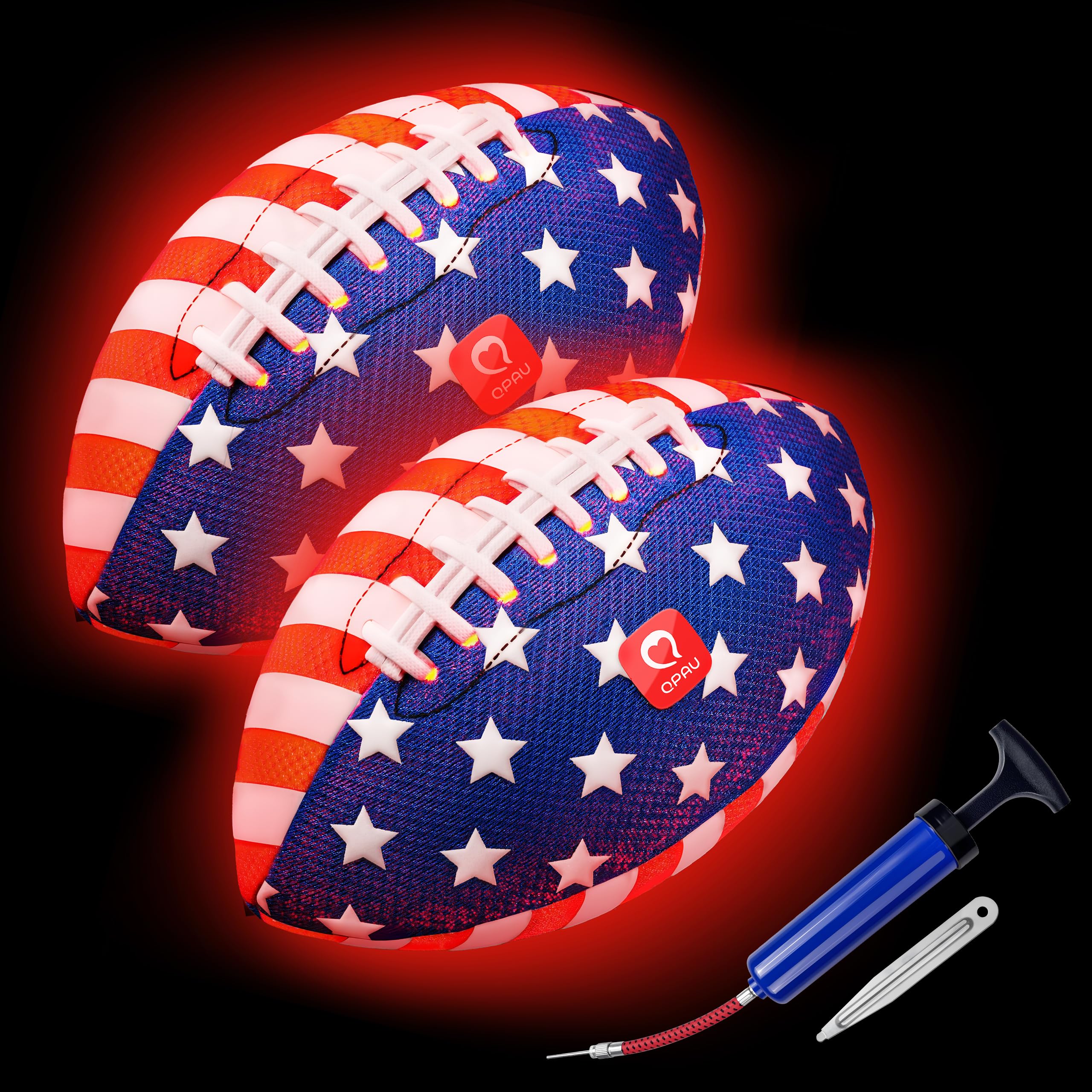 QPAU Glow in the Dark Football, Strong Grip Light Up Football for Kids 6-12