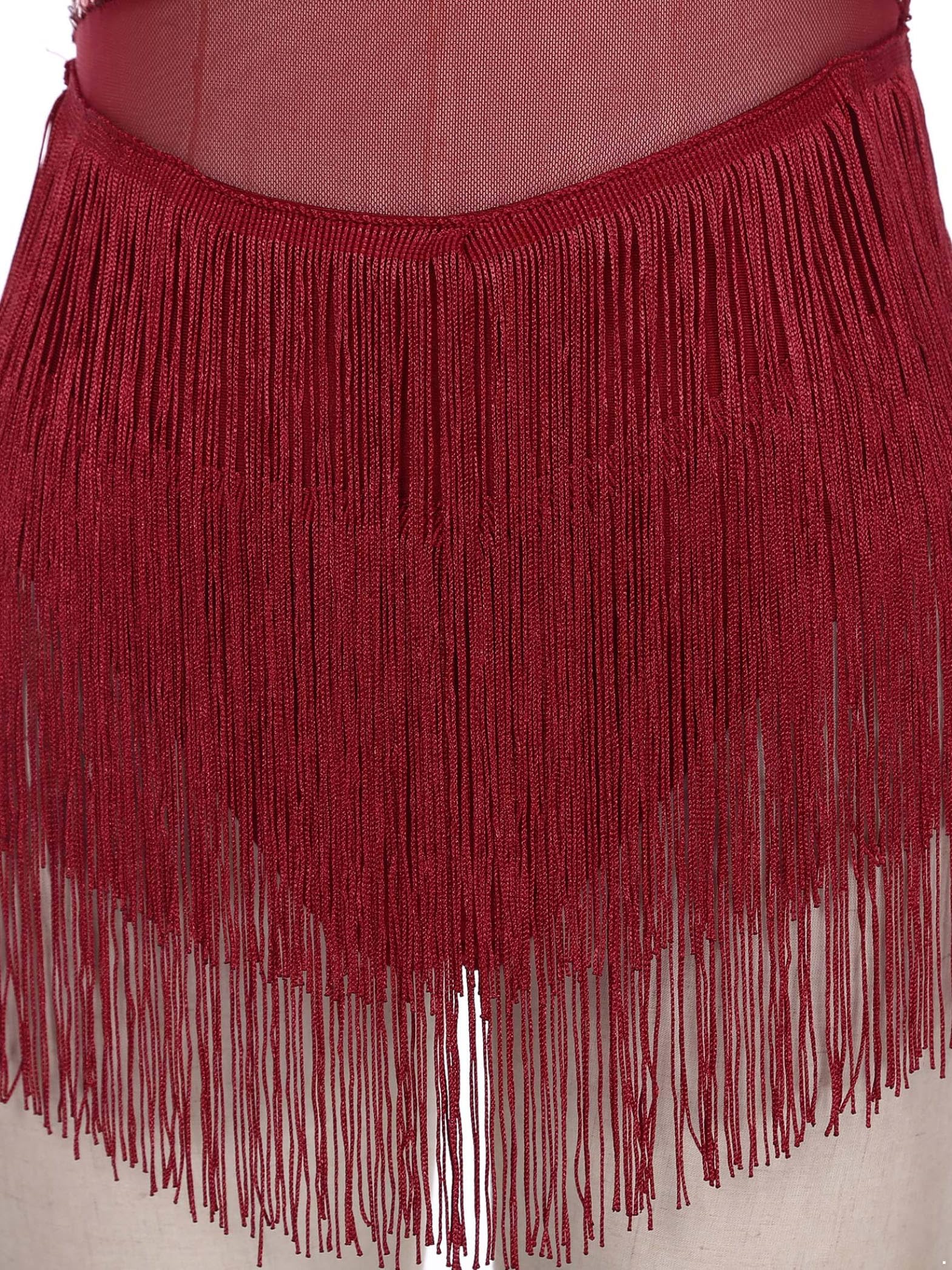 Vestido de baile latino mujer lentejuelas flecos bailarina salsa tango vals