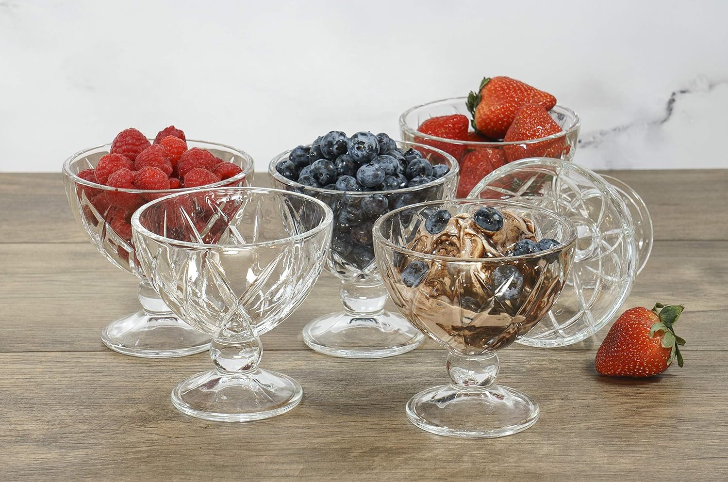 Red Co. Classic Footed Dessert Cups, Premium Crystal Clear Glass Ice Cream Bowls - Perfect for Parfait Fruit Salad or Pudding, Set of 6, 9 OZ : Home & Kitchen