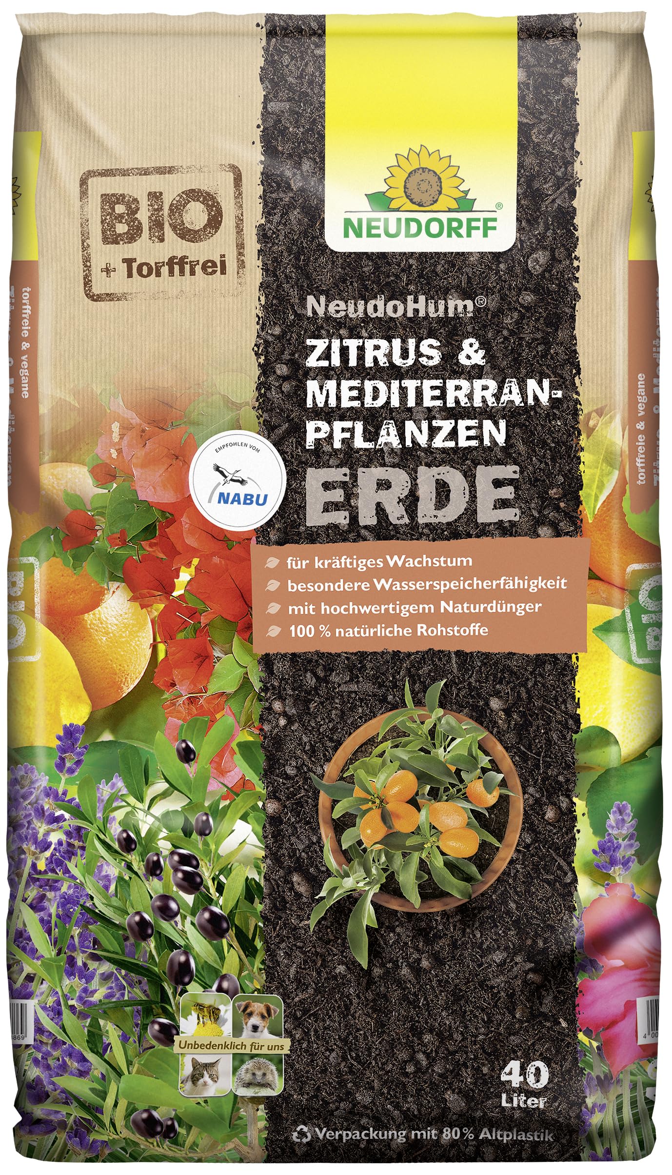 Neudorff Blumenerde Zitrus- & MediterranpflanzenErde – Zitrus- & MediterranpflanzenErde mit Organischem Naturdünger
