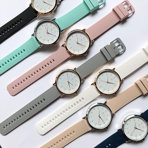 Miniatura 8 de Wristology Correa de reloj de silicona de repuesto de silicona fácil de cambiar, correa de liberación rápida intercambiable para hombres y mujeres,