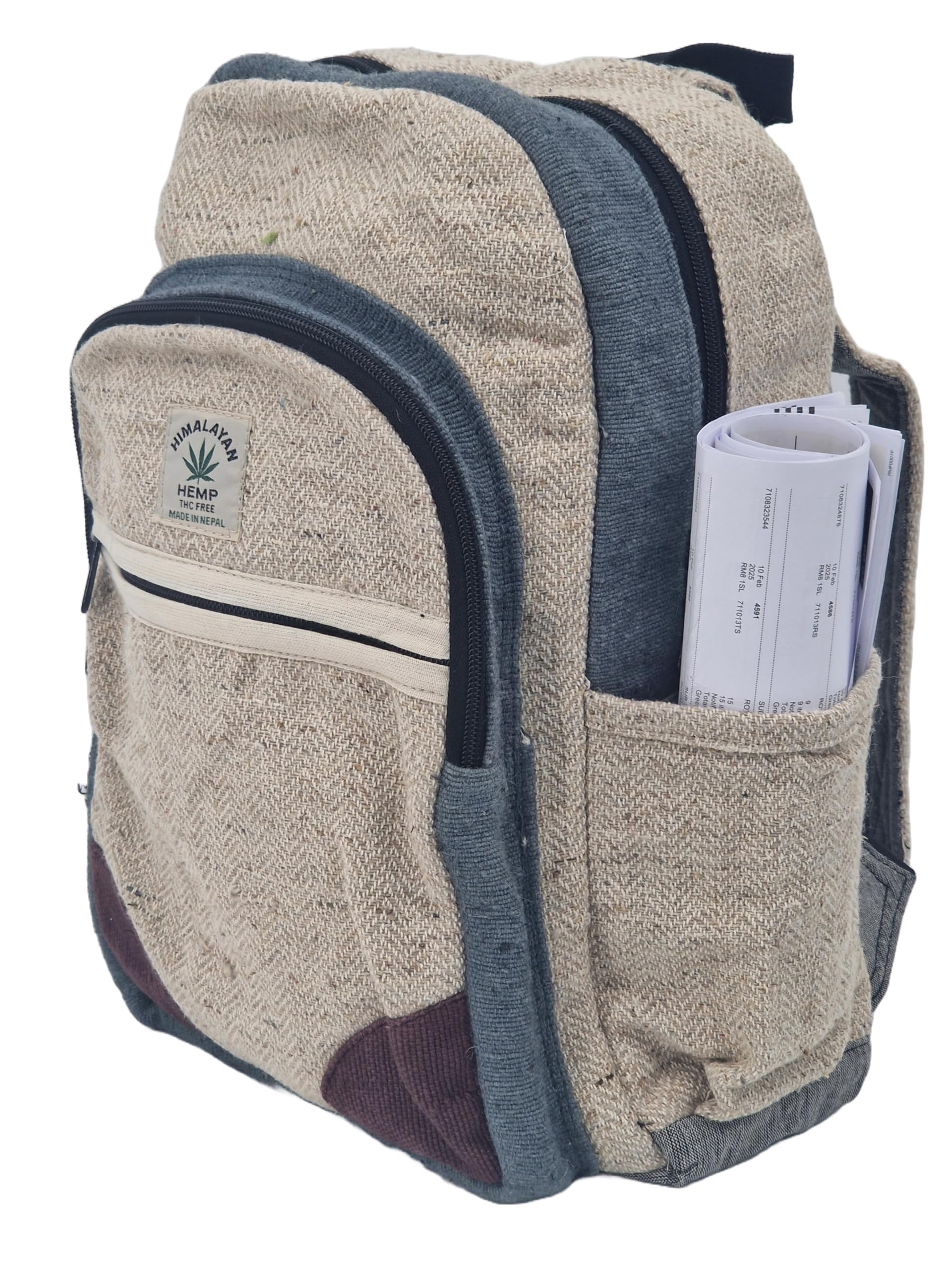 Zaino in canapa, durevole, sostenibile ed elegante, per uomini e donne, leggero, perfetto per viaggi, escursioni, scuola o lavoro, ecologico, autentico fatto a mano in Nepal