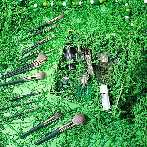 Miniatura 3 de Outus Relleno de papel triturado de 1 libra, papel de corte arrugado metálico para cajas de regalo, bodas, cumpleaños, color verde oscuro Verde