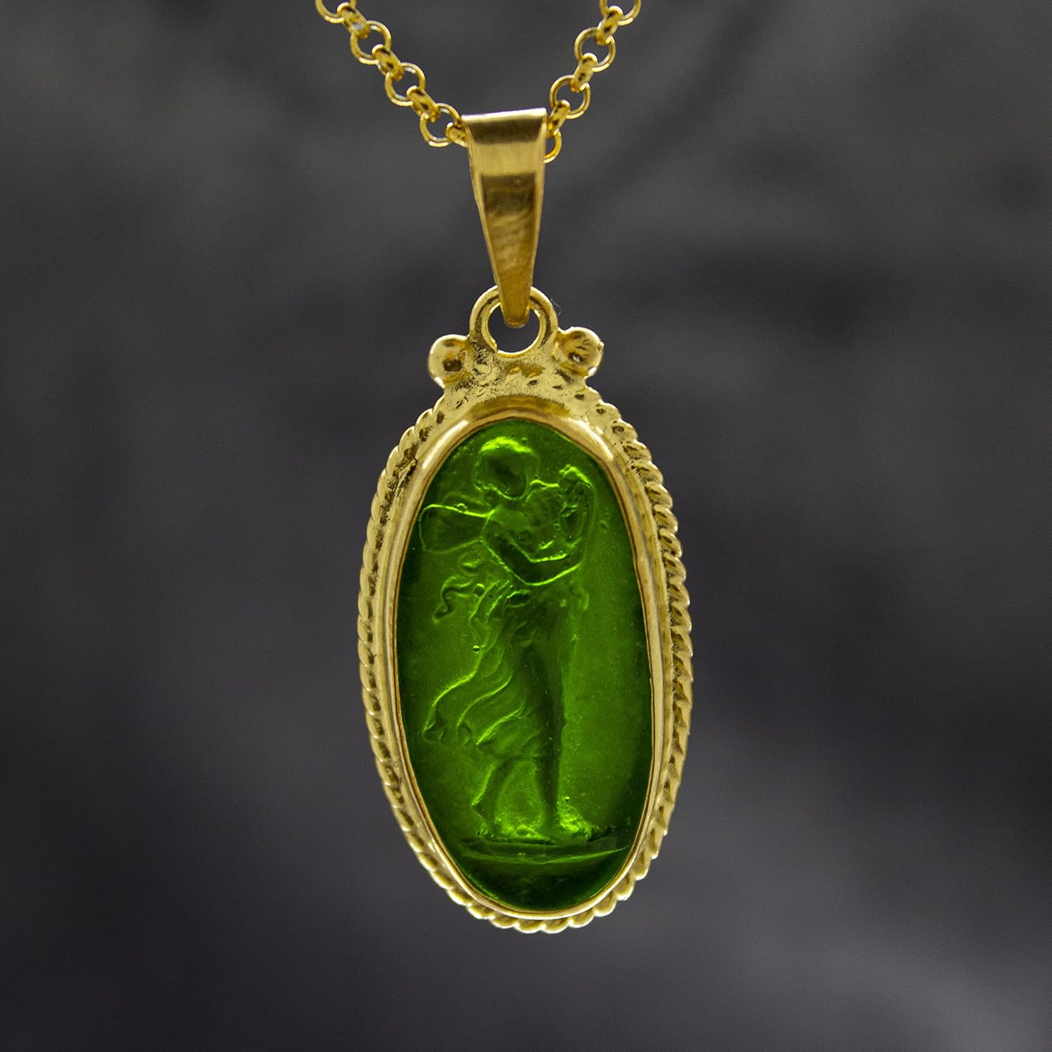Greek Aphrodite Intaglio Glass Necklace | 925 Sterling Silver | Goddess Venus Intaglio Pendant | Ancient Intaglio Glass Jewelry by Pellada