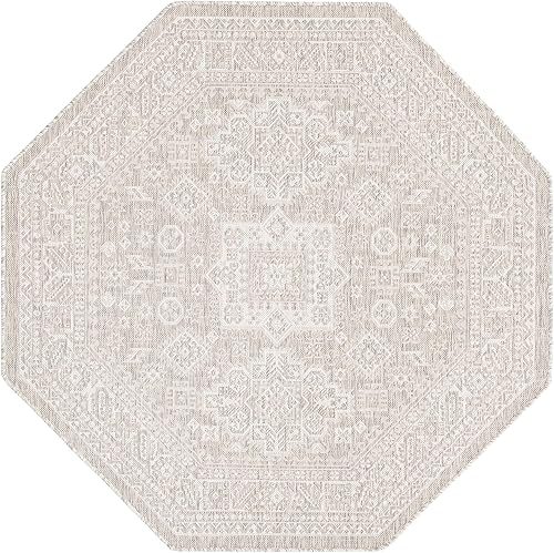 Miniatura 126 de Rugs.com Outdoor Aztec Collection Alfombra – 4 x 6 pies alfombra de tejido plano gris carbón perfecta para salas de estar, grandes comedores, planos