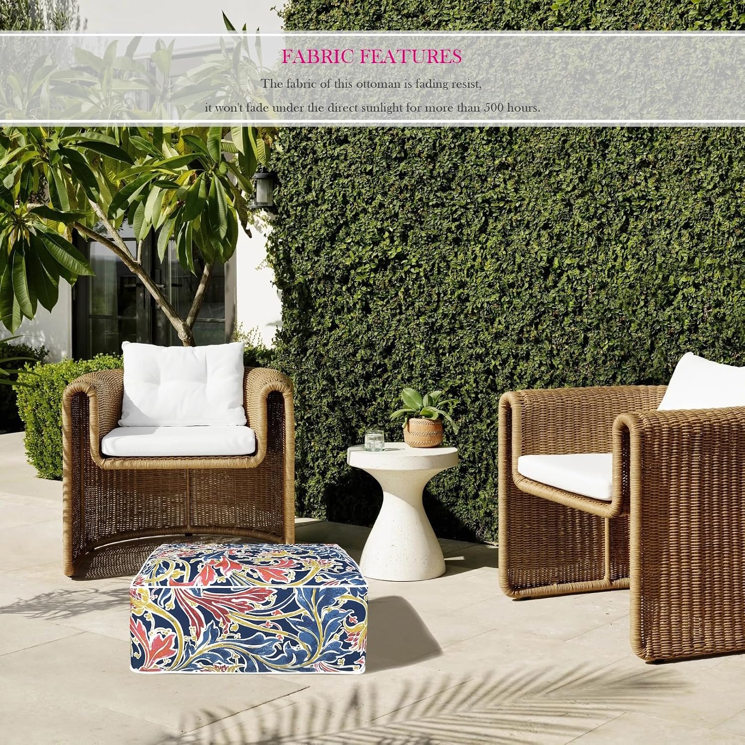 Outdoor Inflatable Footstool Ottoman Cover Navy Paisley Square 23x9 Inch Patio Foot Stools and Ottomans Cover Only