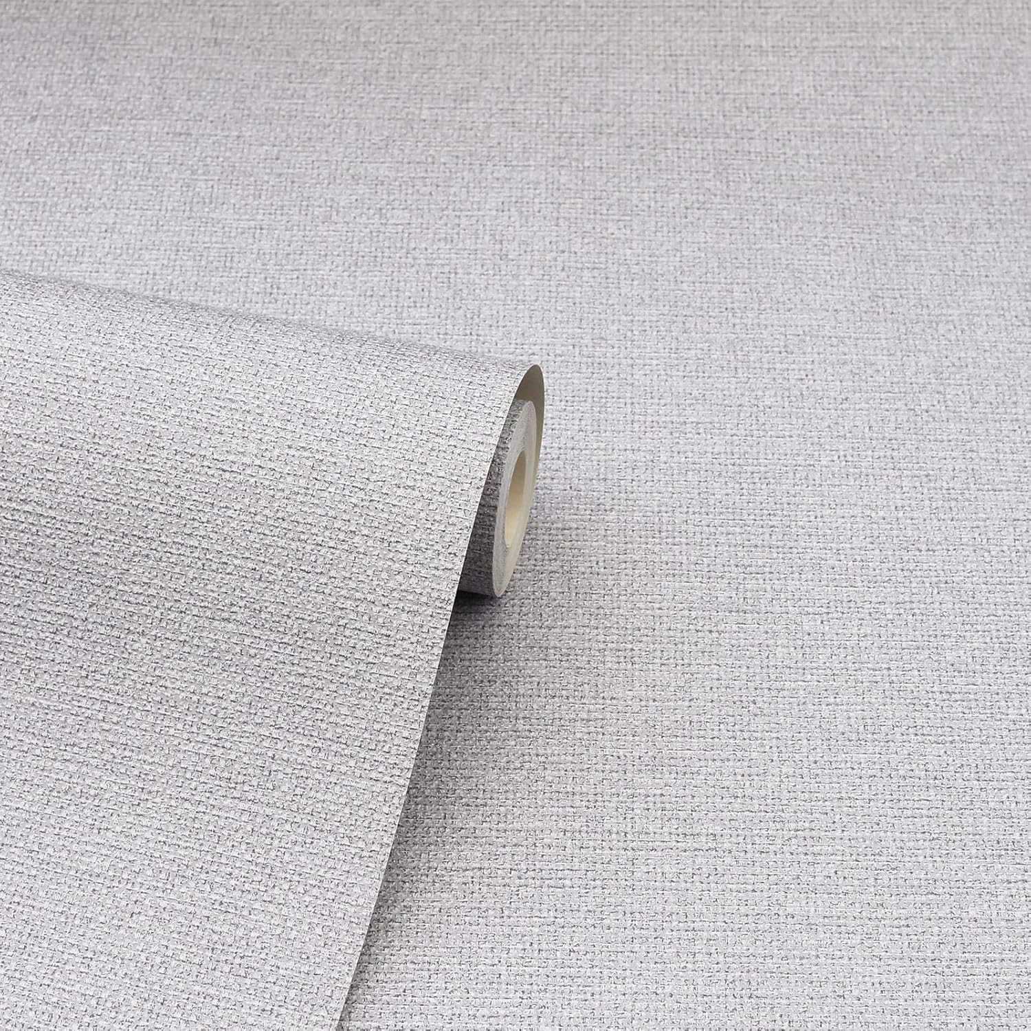 Arthouse Calico Plain Grey Vinyl Textured Wallpaper -921200