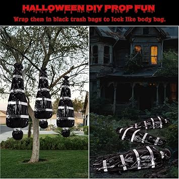 4-Pack 60 Inch Halloween Decorations Outdoor Props: Life-Like Dead Body Inflatables with Tattoos, Creepy Victims for Yard Haunted House Party Decor