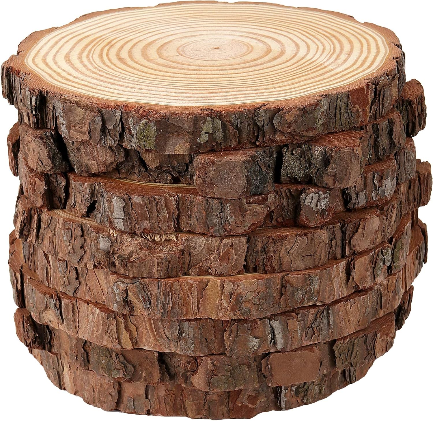 HOZEON 8 PCS 8-9 Inches Natural Wood Slices, Smooth Rustic Unfinished Wood Slices, Wood Slices for Crafts, Arts, Wedding Decoration, Christmas, Ornaments, DIY Crafts