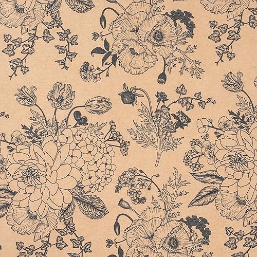 Miniatura 7 de RUSPEPA Rollo de papel de regalo de estraza  Mini rollo  Diseño de flores retro ideal para cumpleaños, fiestas, baby shower  17.5 pulgadas x 32.8