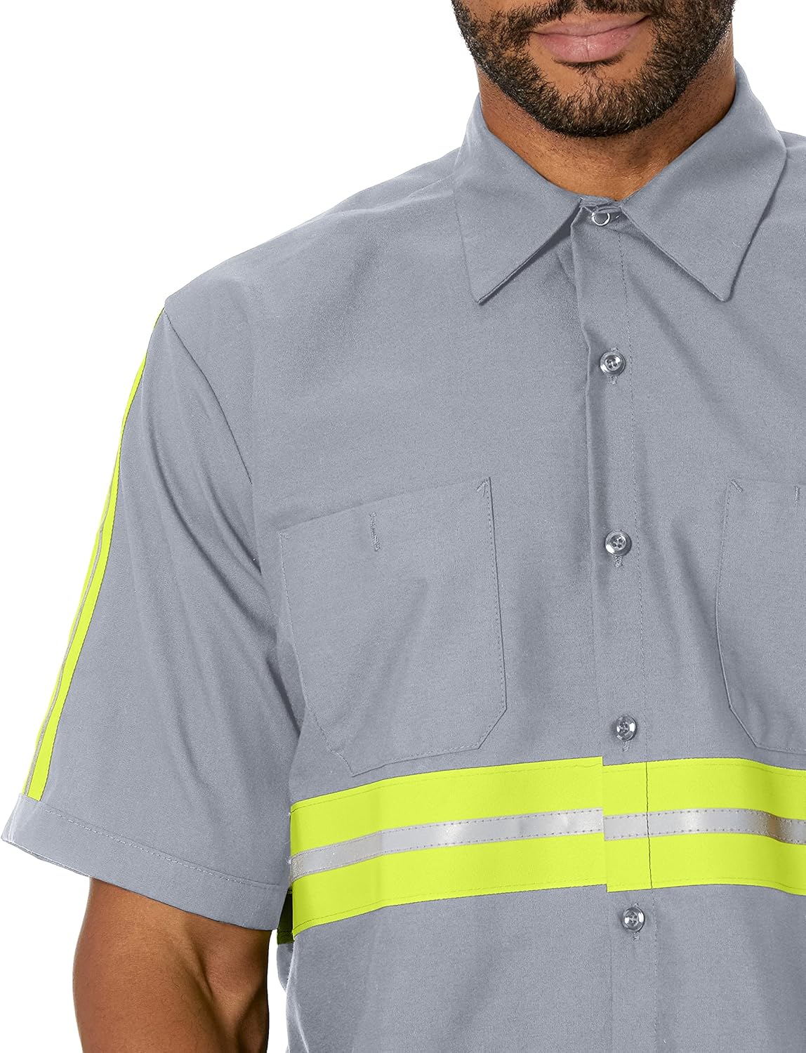 Red Kap Mens Short Sleeve Enhanced Visibility Industrial Work ShirtShirt - Image 4