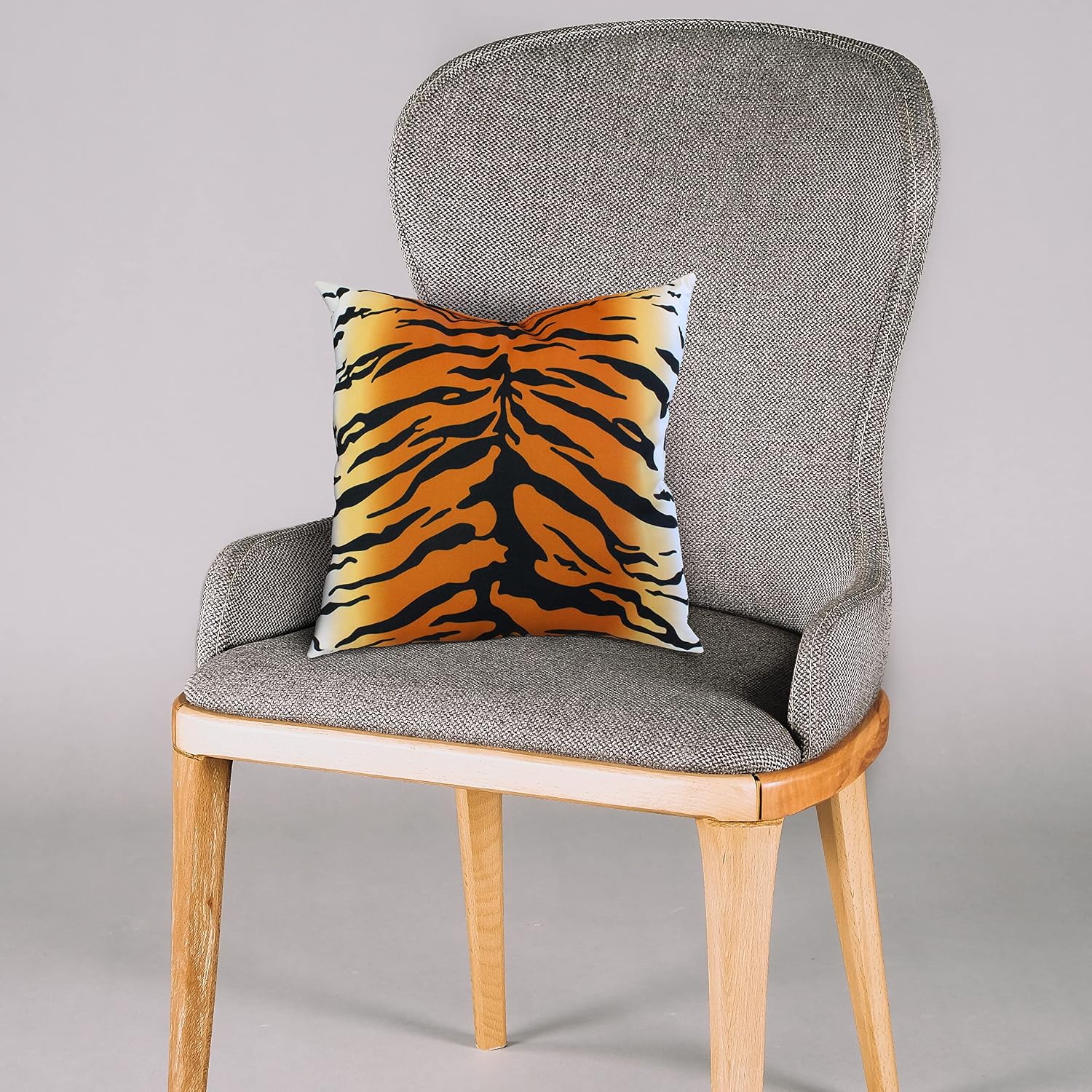 College Covers Animal Print Pillows Decorative Pillow, 16" X 16", Tiger Natural