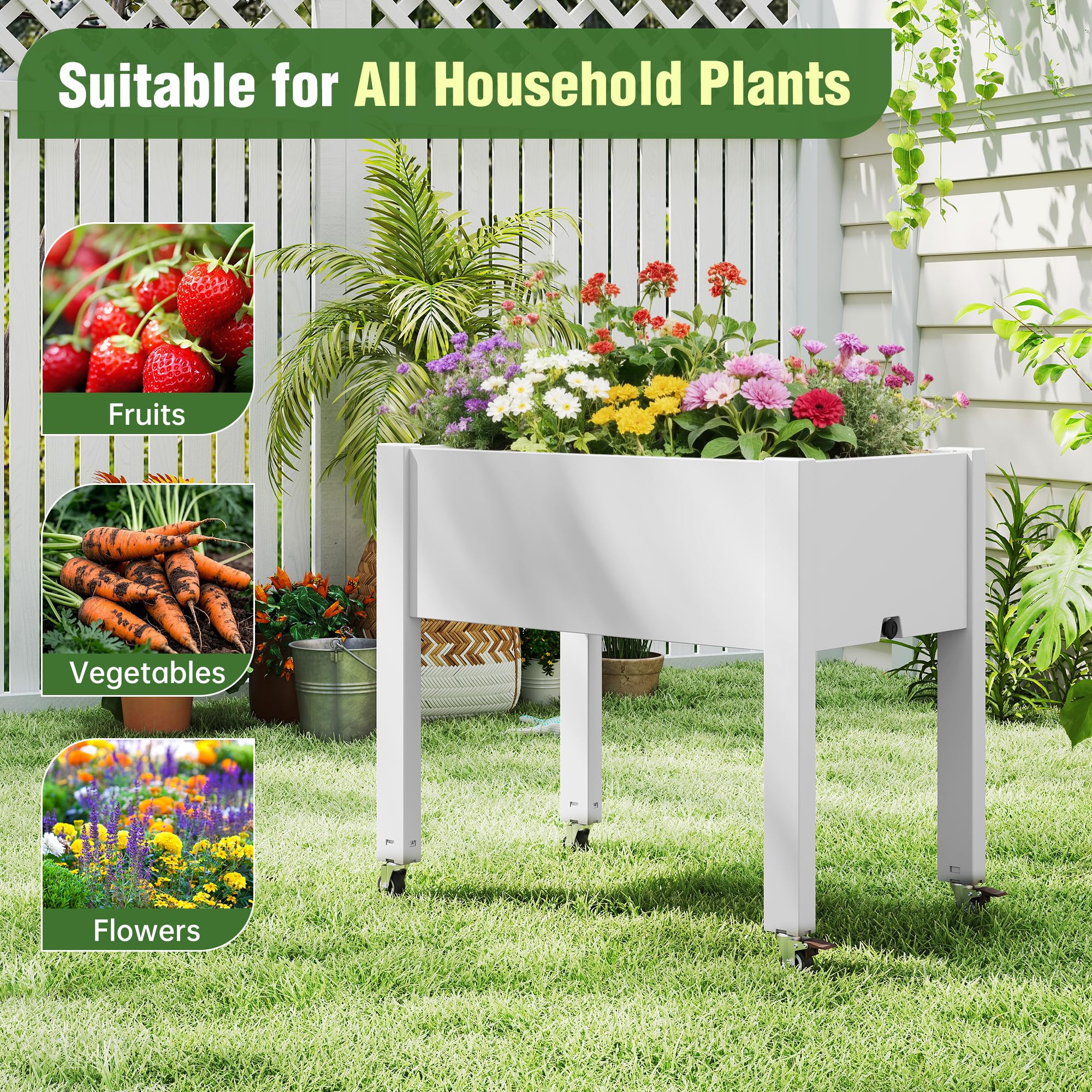 Elevated Garden Bed with Wheels - Easy Gardening! -5