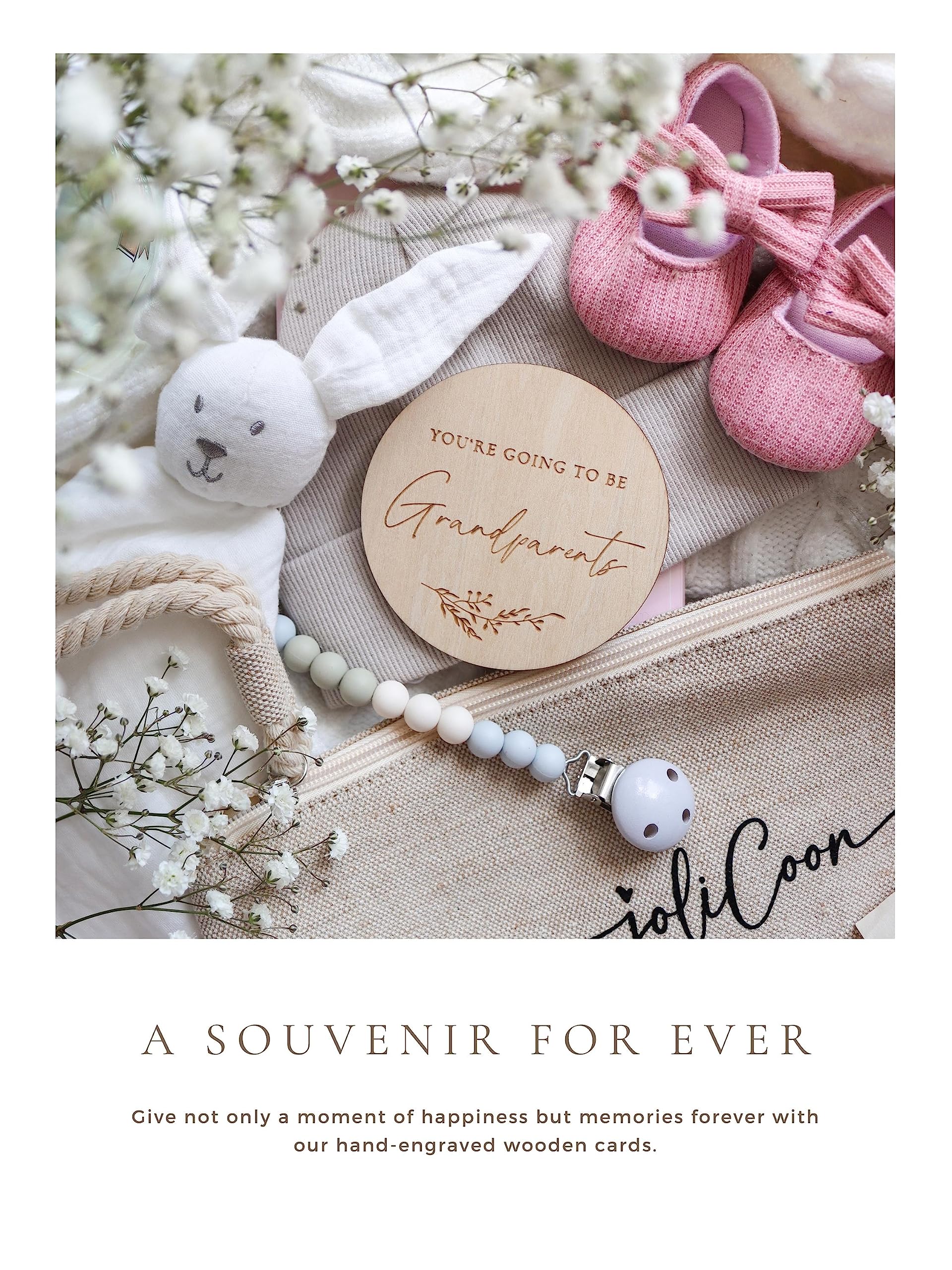 Jolicoon Pregnancy announcement wooden card, You're going to be grandparents with pocketfold envelope and seal sticker - Image 4