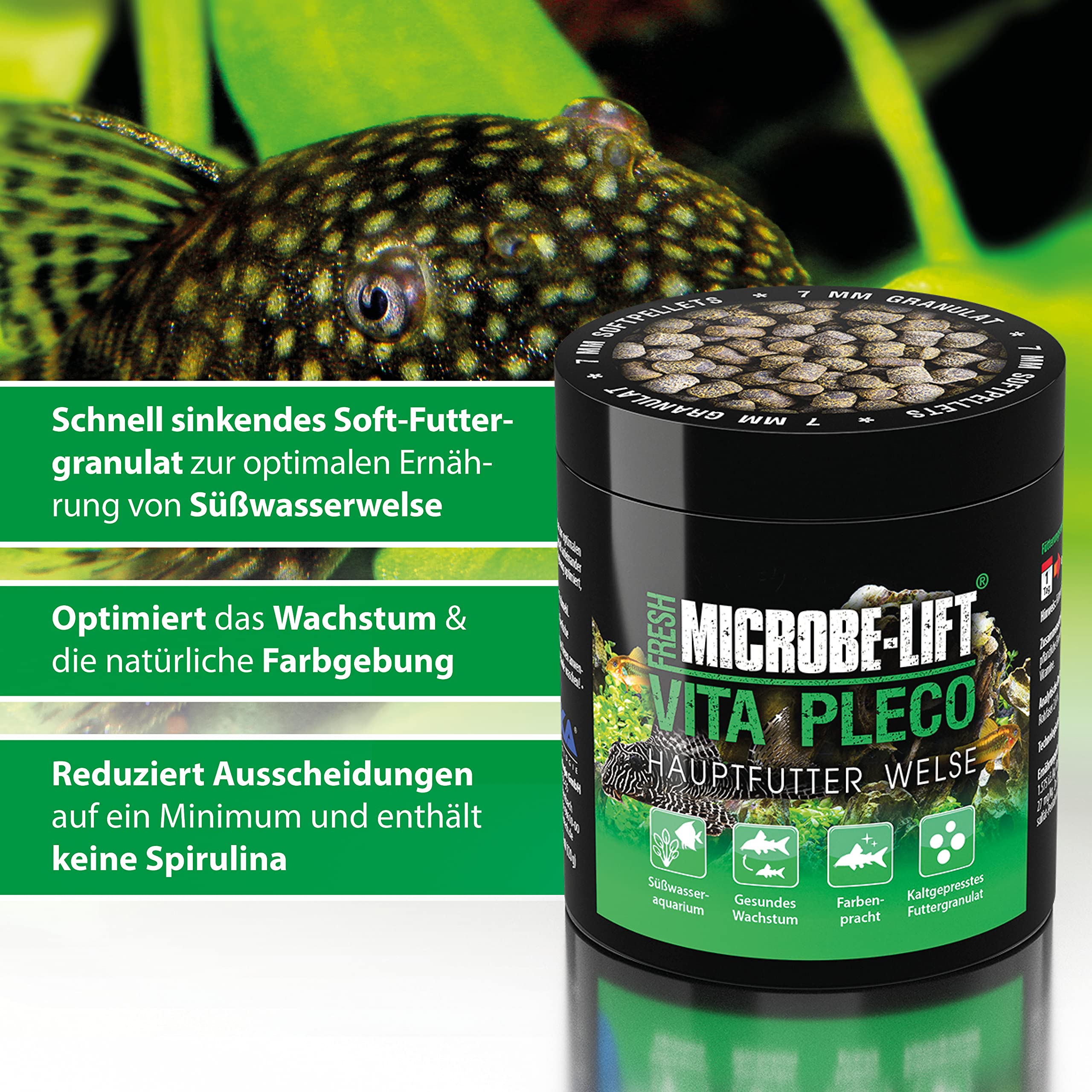 Comida para Peces de Fondo – ARKA Vita Pleco 250 ml / 120 g – gránulo Blando prensado en frío para loricáridos – Potencia Crecimiento, Color y Salud – hundible, digestivo y sin deshacerse