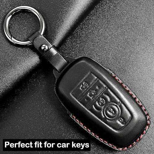 Miniatura 9 de Kirsnda Funda de cuero para llavero Ford con llavero, funda de piel con 5 botones, funda protectorapiel, compatible con Edge Explorer Expedition