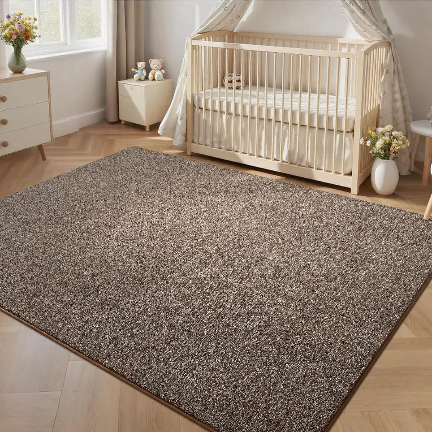 5x7 Area Rugs for Bedroom Living Room, Brown Soft Low-Pile Modern Indoor Thickened Memory Foam Non-Slip Washable Carpets for Kids Dorm Home Decor Rug
