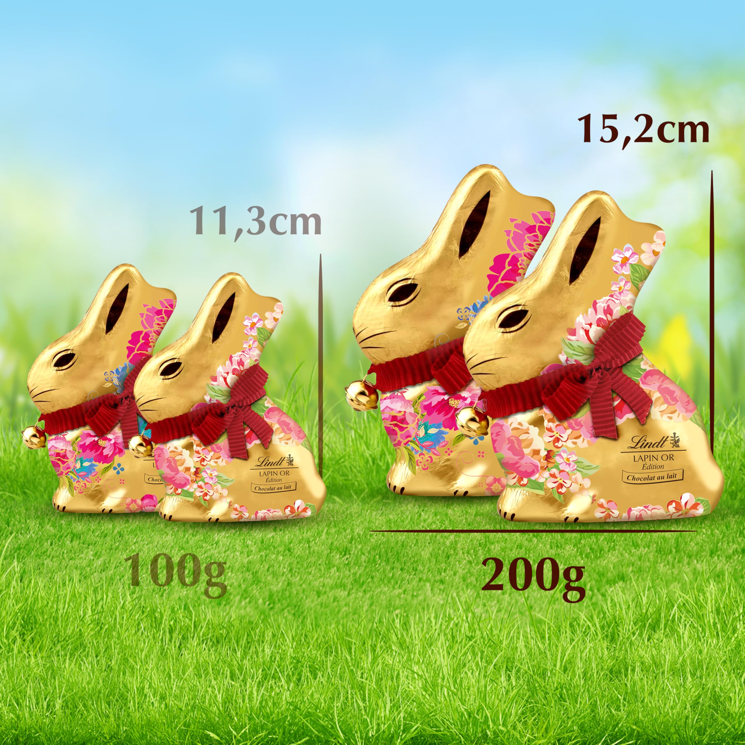 Lindt - Moulage LAPIN OR Edition Fleurs - Chocolat au Lait - Idéal pour Pâques, 200g