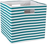 Vista 12 de DII Cubo de almacenamiento plegable de poliéster, a rayas, negro, grande