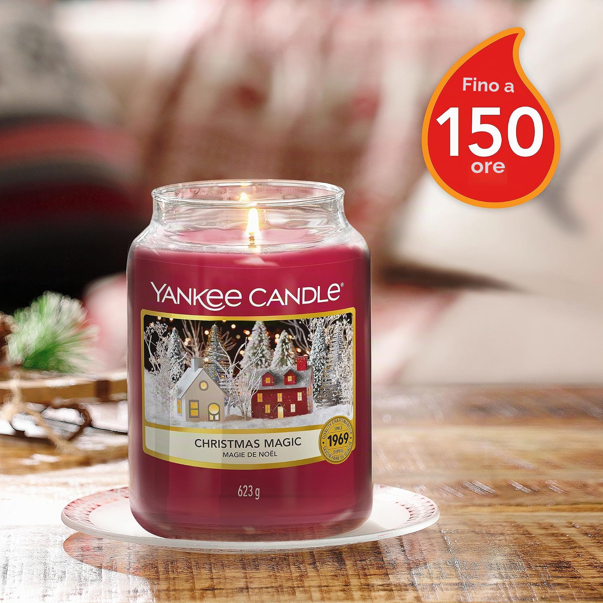 Bundle of Yankee Candle Candela Profumata In Giara Grande, Durata Fino A 150 Ore, 10.7 X 10.7 X 16.8 Cm + Yankee Candle Candela Grande Vaso, Biscotto del Fiocco di Neve