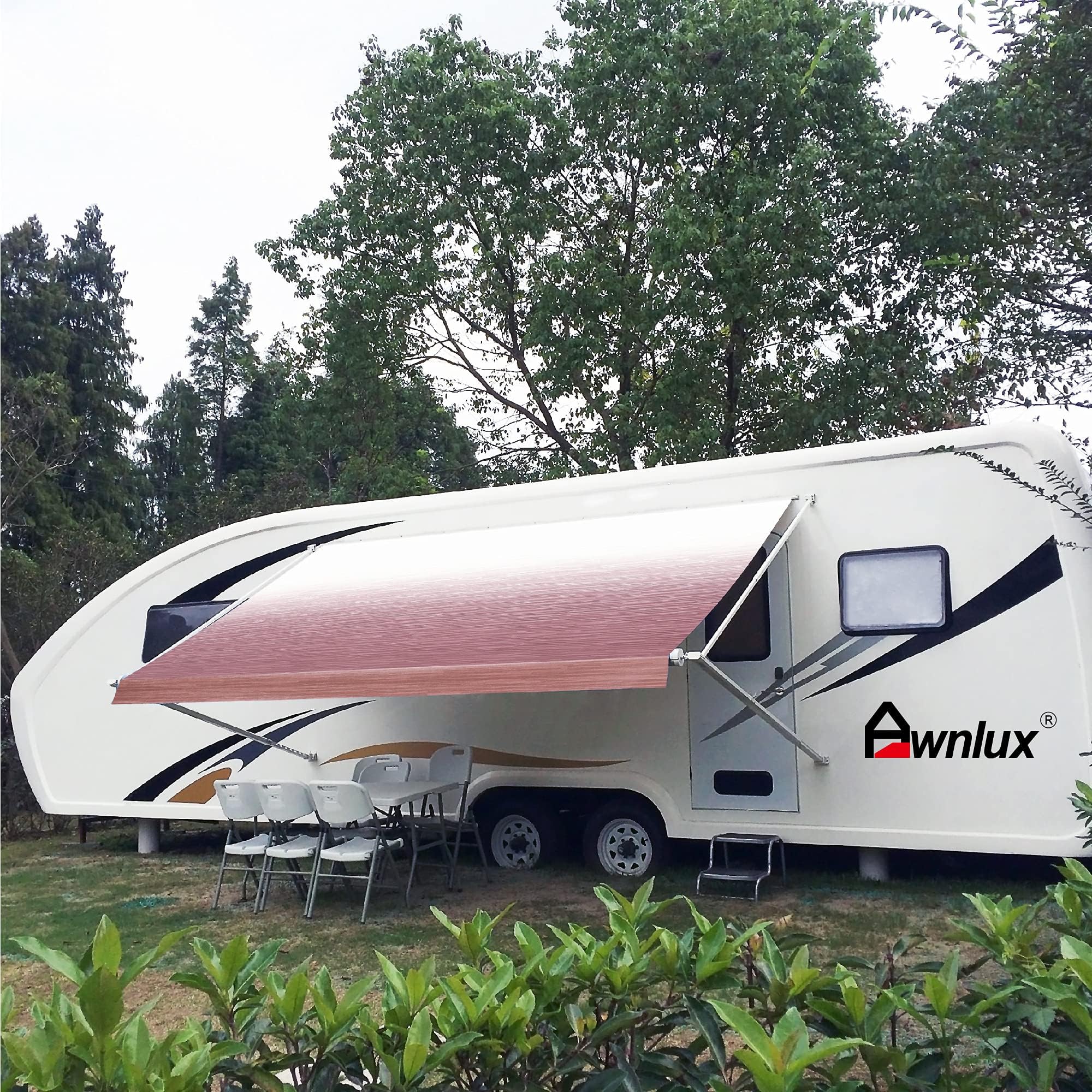 AWNLUXCamper Awning Maroon Fade Fabric for 15 Feet Awnings Finished Fabric size 14 Feet 2 Inch