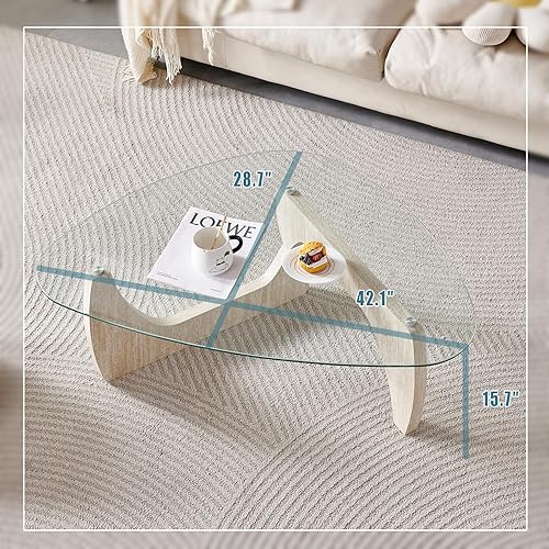 Miniatura 2 de Btrpily Mesa de centro de madera, moderna mesa de centro de mármol, contemporánea, elegante, muebles de alta gama para tu sala de estar (piedra