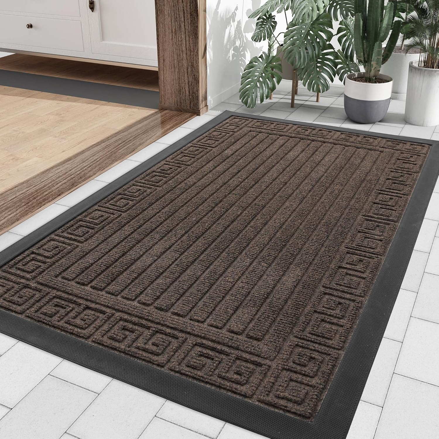 Colorxy Front Indoor Outdoor Door Mats, Heavy Duty Rubber Non Slip Backing Outdoor Rugs, Dirt
