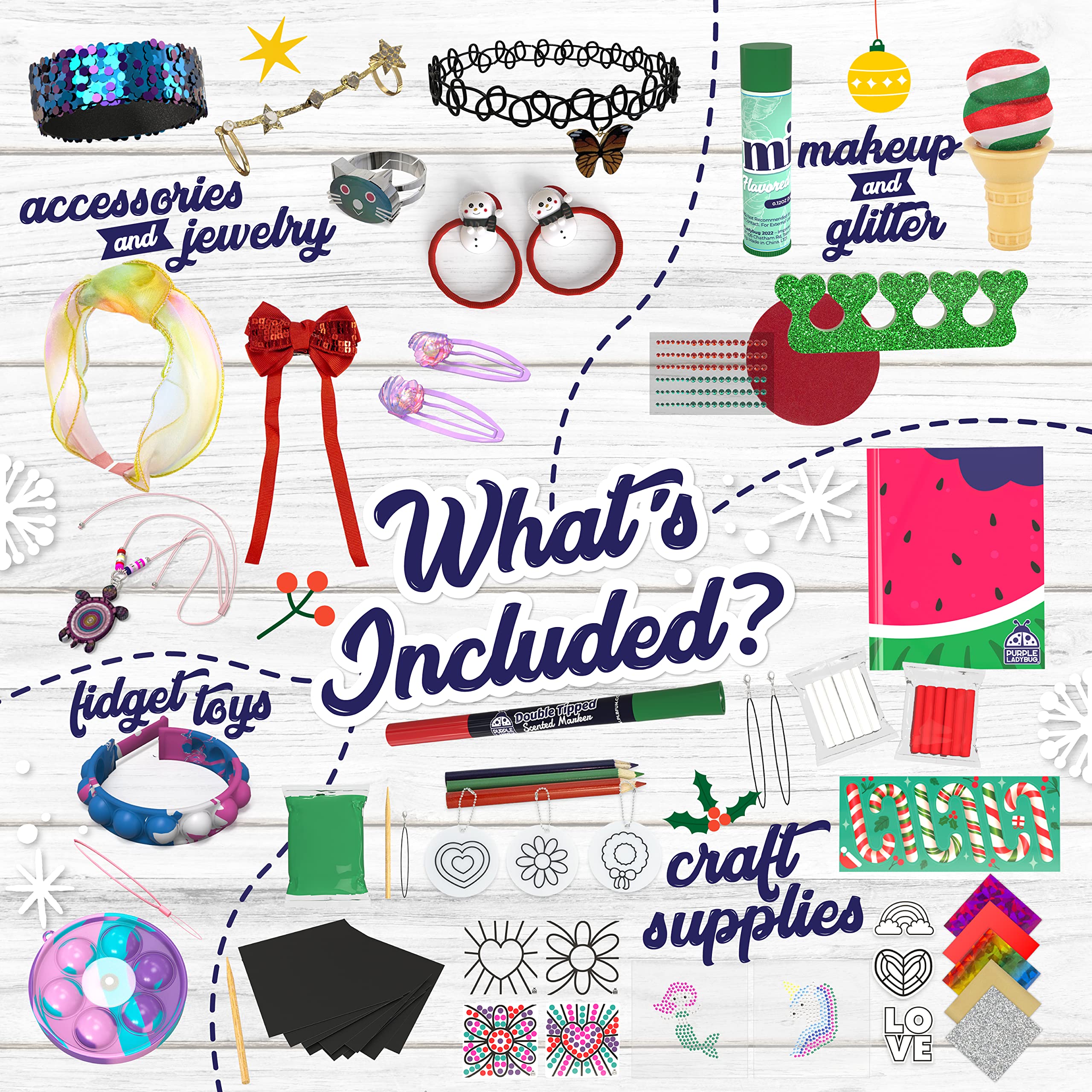 amazon-com-purple-ladybug-girls-advent-calendar-2022-with-24-unique-gifts-hair-accessories-jewelry-crafts-stickers-makeup-more-great-christmas-countdown-calendars-for-kids-age-6-to-12-home-kitchen