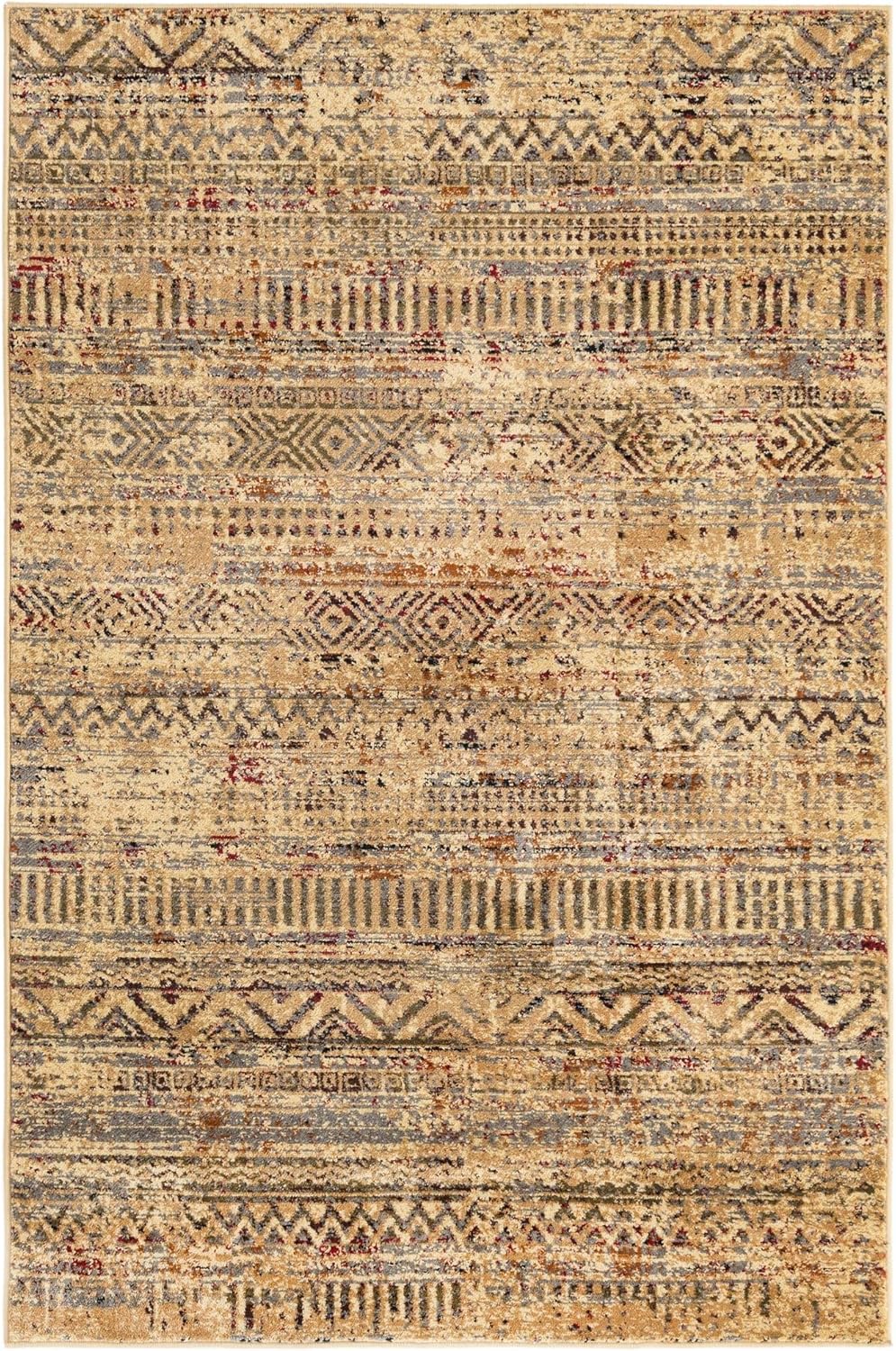 Unique Loom Saturn Collection Area Rug - Relay (Rectangular 4' 0" x 6' 0", Beige/ Gray)