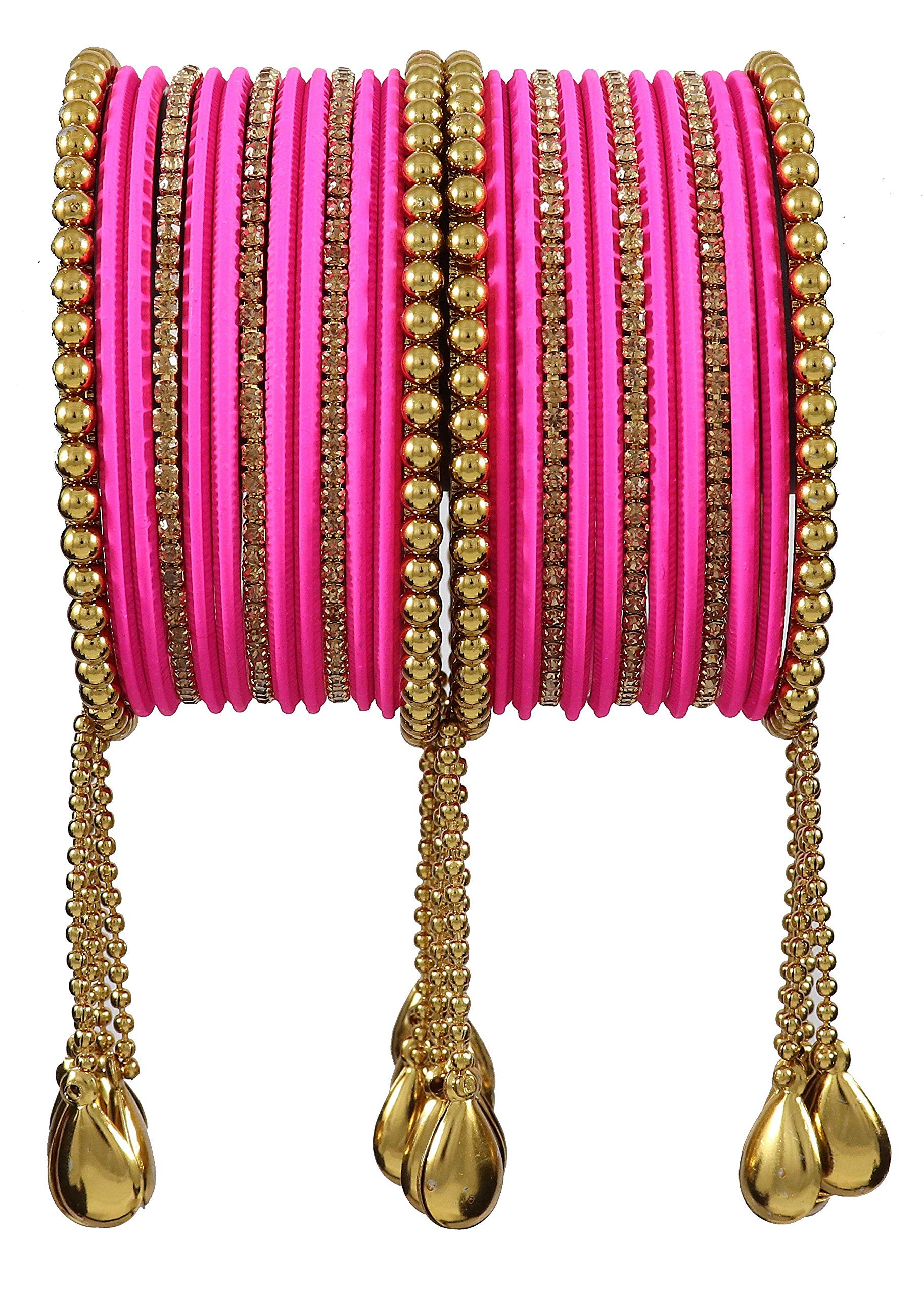 ZULKA Metal And Zircon Stones Latkan Bangles Set For Women And Girls, (Magenta_2.4),Pack Of 26 Bangles Set (B07QCPYT9S) Amazon Price History, Amazon Price Tracker