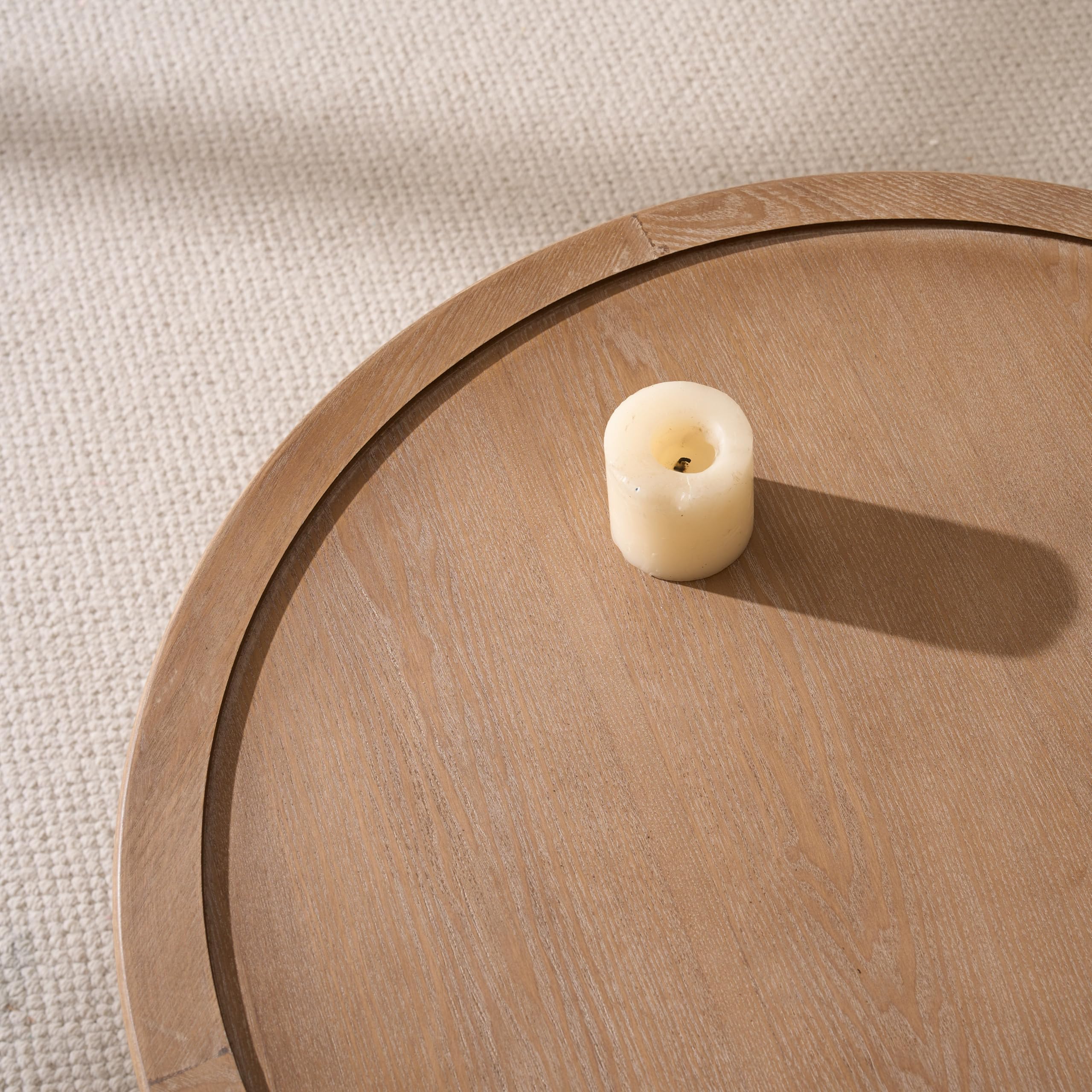 Table Basse Ronde, Table de Salon en Bois avec Pieds ajourés, Table Basse Moderne avec Bords surélevés pour Salon ou Chambre à Coucher, Table Basse Ronde Ø76x41cm (Ø76x41cm)