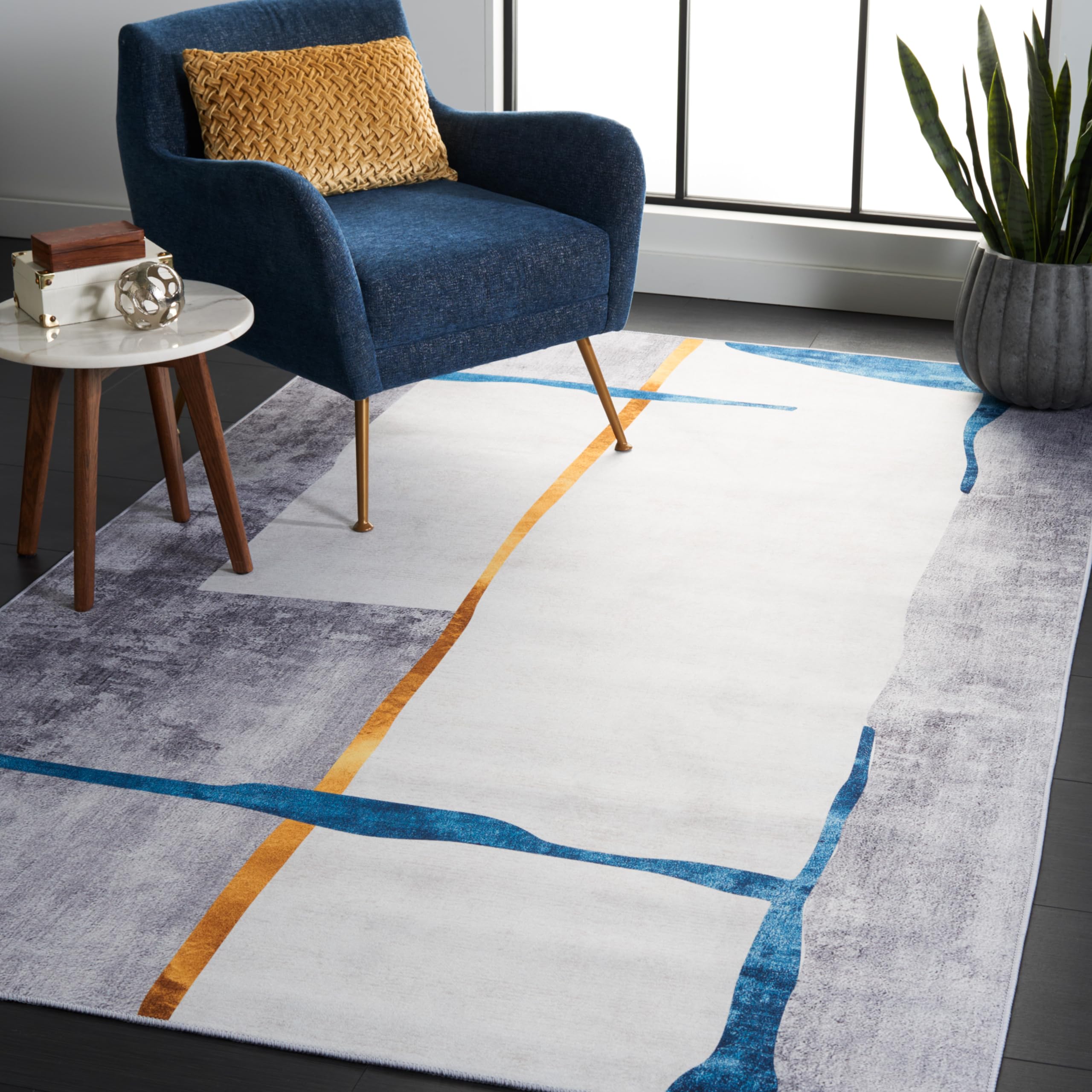 Safavieh Tacoma Collection Area Rug - 5' x 8', Grey & Light Grey, Modern Abstract Design, Non-Shedding & Easy Care, Machine Washable Ideal for High Traffic Areas in Living Room, Bedroom (TAC820F)