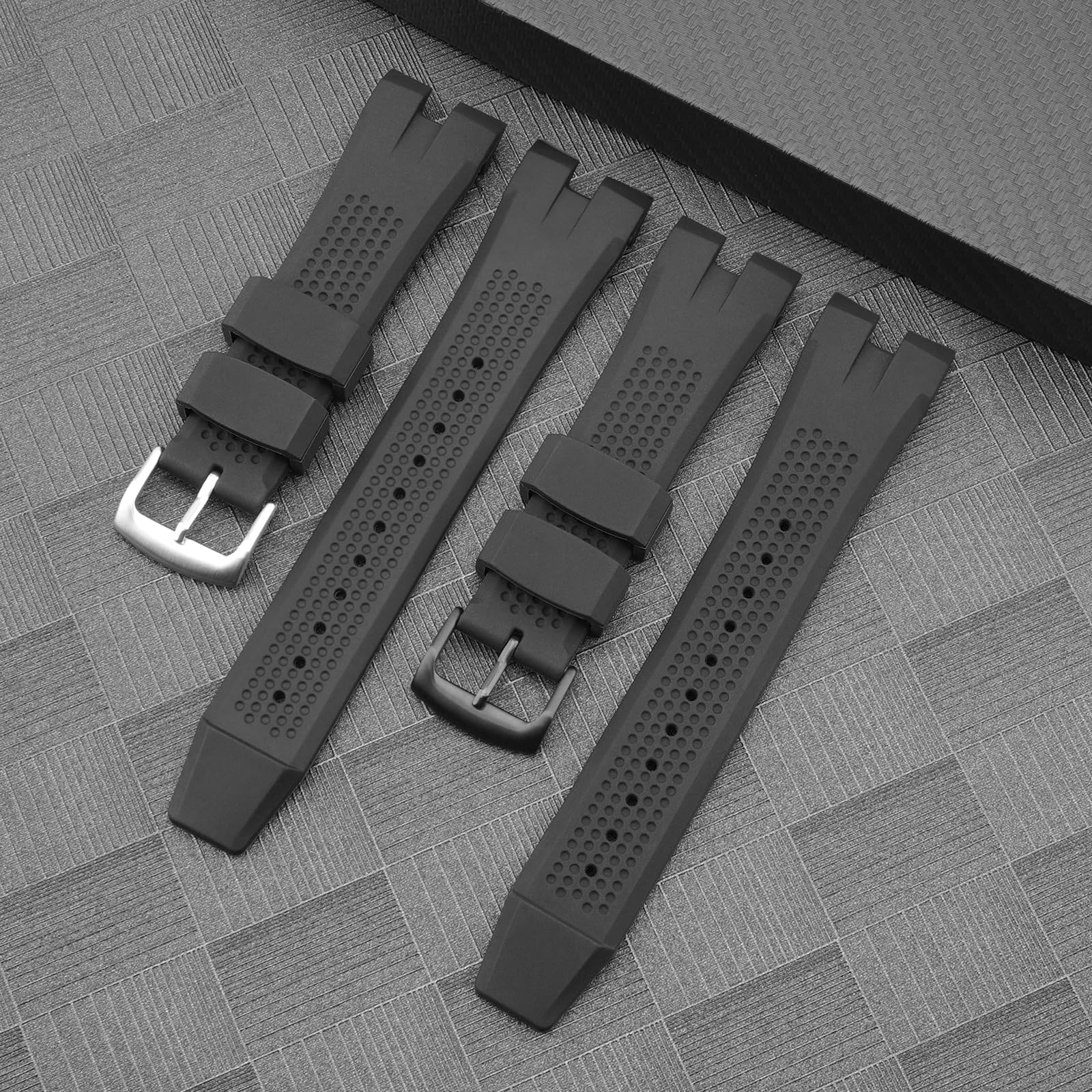 Bracelet de rechange en caoutchouc de silicone souple compatible avec montre Citizen de 24 mm, pour séries AW1475 AW1476 AW1477 AW1479 CA4154 CA4155 CA4155-12L CA4159-03E CA4275, noir