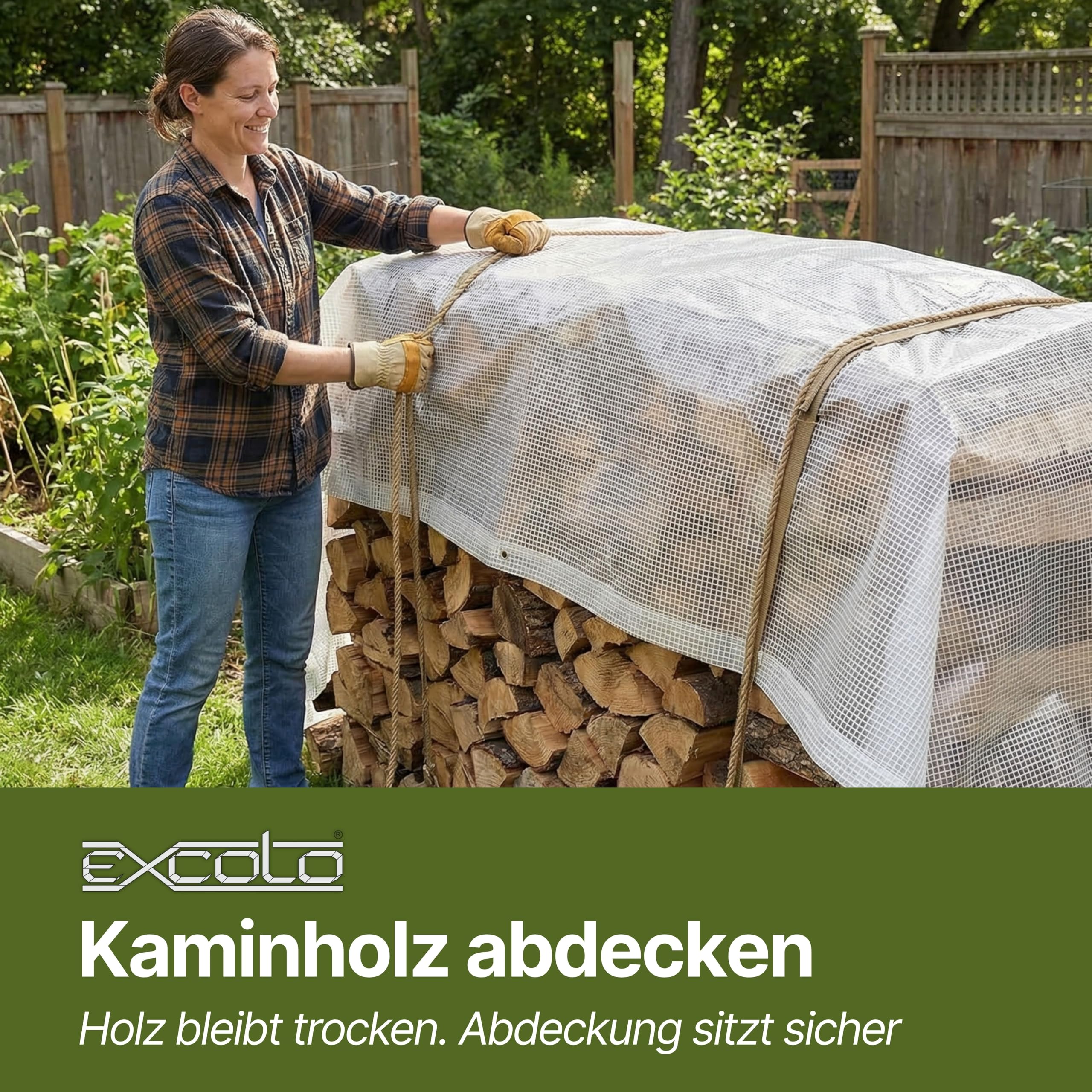 EXCOLO Gitterfolie 4er Set – 4 x Abdeckfolie 2 x 3 m – Transparente Gitterfolie mit Gitterverstärkung – 200 g/m² – Reißfest ca. 30 kg – Einfach mit Kabelbindern befestigen – Für Garten, BAU & Camping
